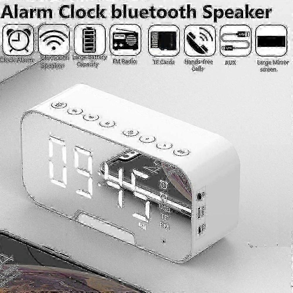 Multi-Function Alarm Clock Mirror with LED Display & Wireless Bluetooth Music Player