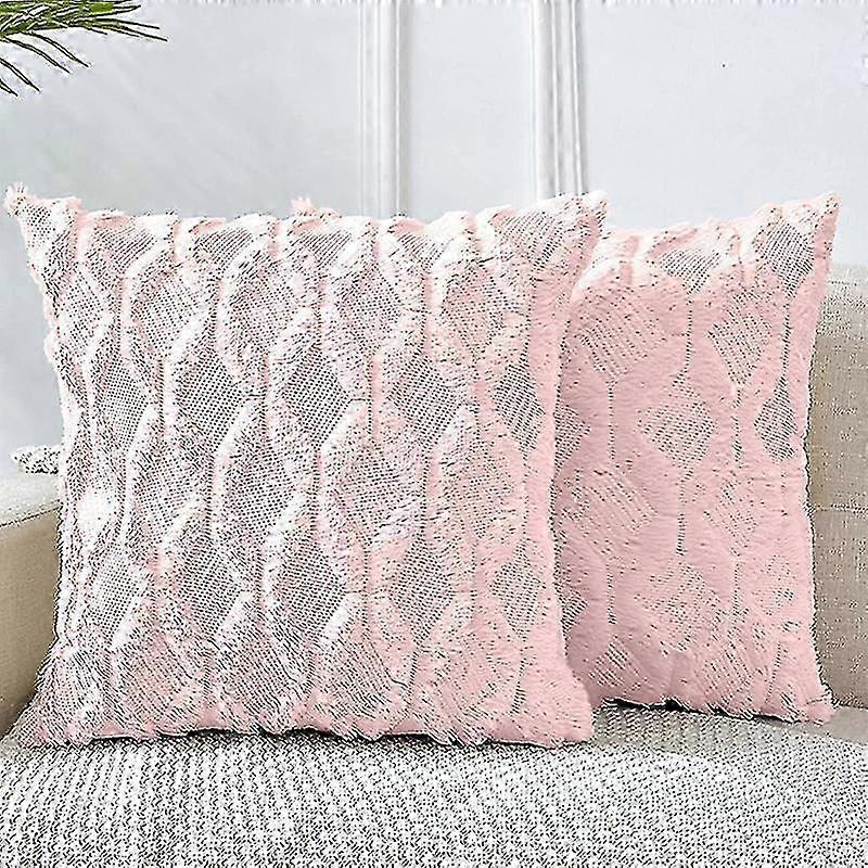 2025 2 Pieces Pillowcase Farmhouse Bohemian Pillow Soft Velvet Plush Artificial Blanket Sofa Bed Car Pillow Shell
