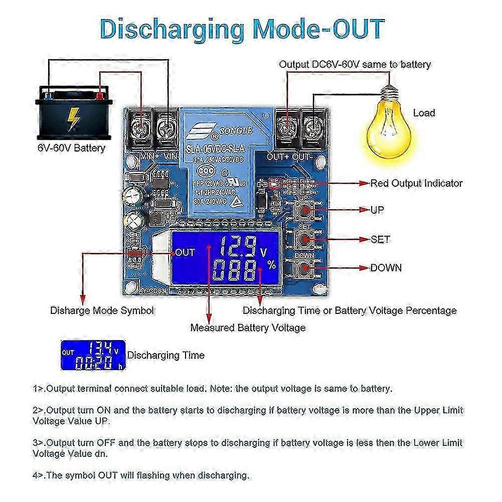 Low Voltage Cutoff, Dc 6v-60v Low Voltage Protector Disconnect Switch Discharge Protector For Lead (tangling)
