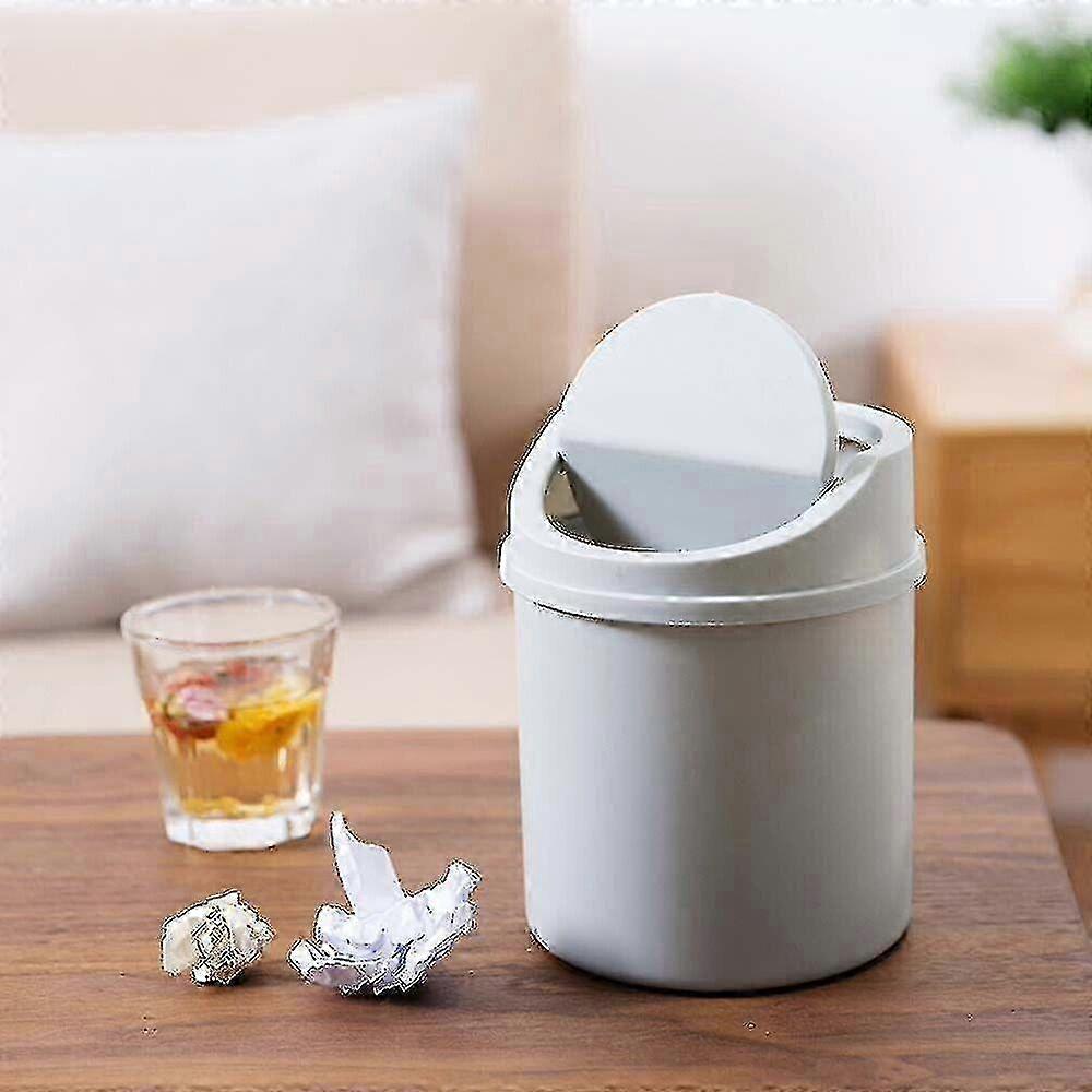 Mini Waste Bin Trash Can Desktop Garbage Baskets Table Roll Swing Lid Portable