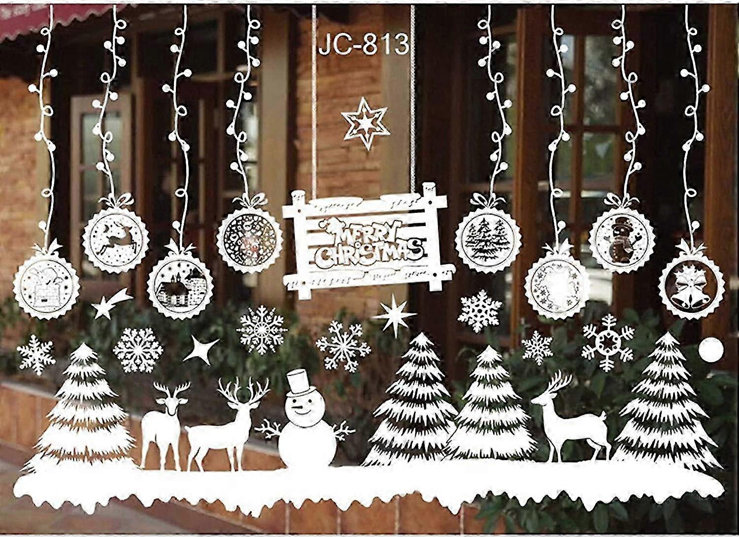 Christmas Window Stickers with Snowflakes Design: 2 Sheets of Holiday Party Decals for a Festive Touch
