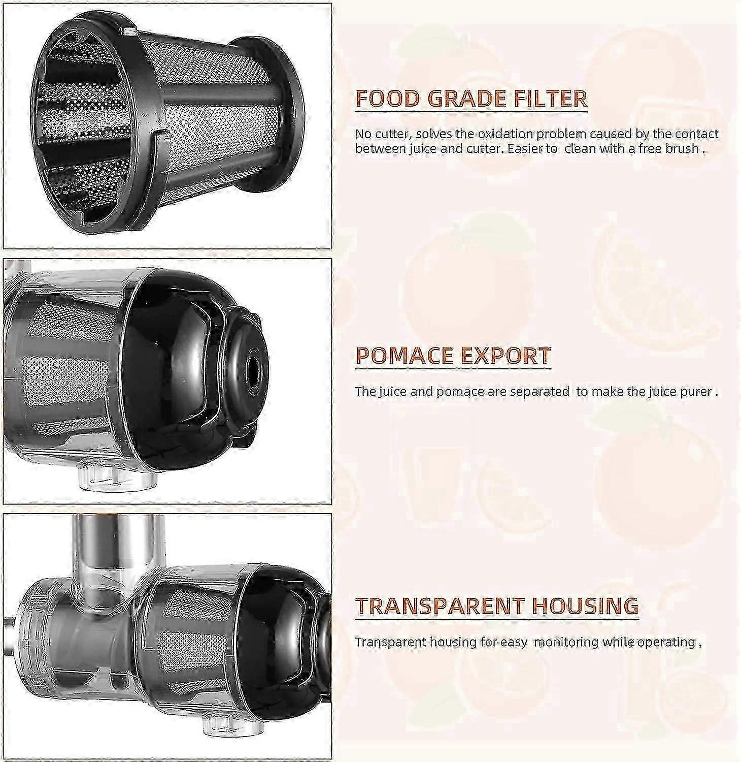 Slow Juicer Fruit And Vegetable Juice Extractor Citrus Squeezer For All Kitchenaid Blenders - Juicer Accessory