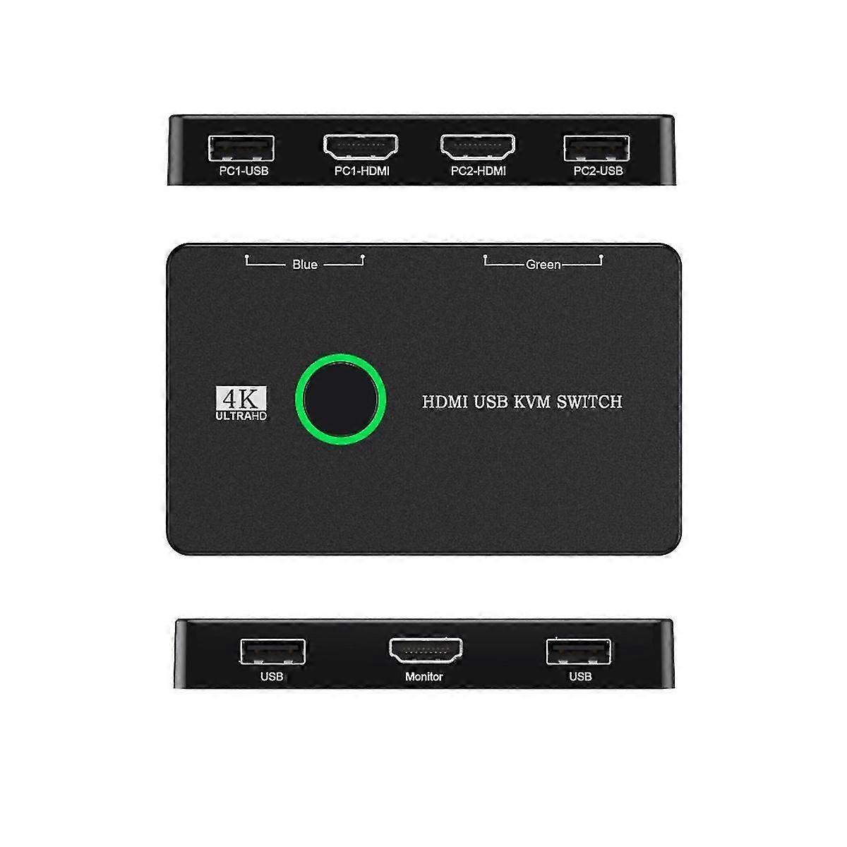 Kvm Switch 2 Port Box Usb And -compatible Switch For 2 Computers Share Keyboard Mouse Printer Hd Mo