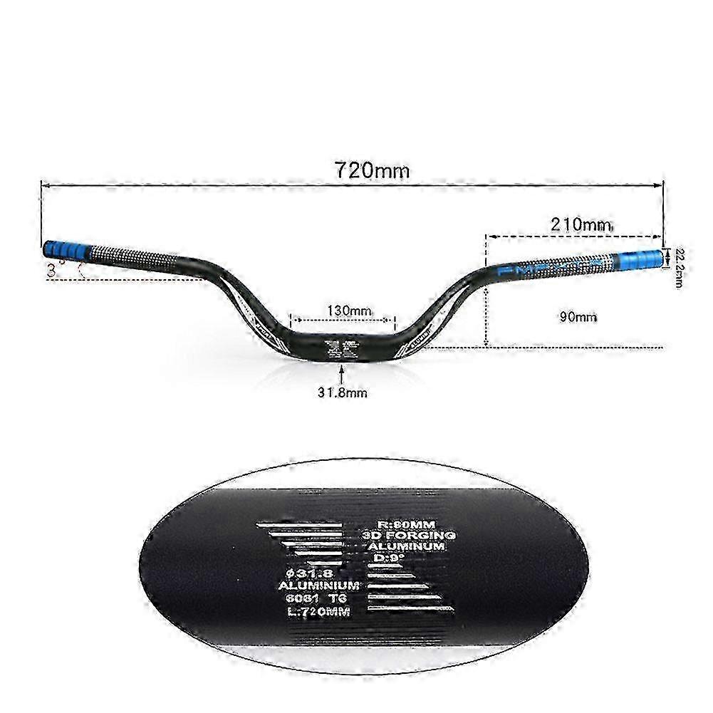 MTB Heightened risers Handlebar Crossbar With Large Angle Swallow Shaped Handlebar 720/780mm Biker Cycling Part