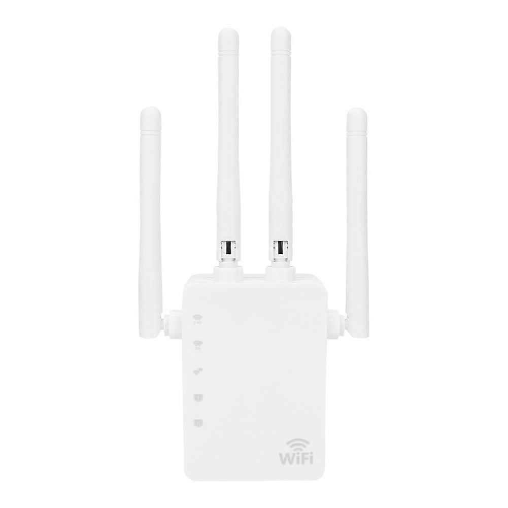 WiFi Repeater 1200M Dual Band Extender: 2.4G/5G, 4 Antennas, Plug & Play, No Dead Zones