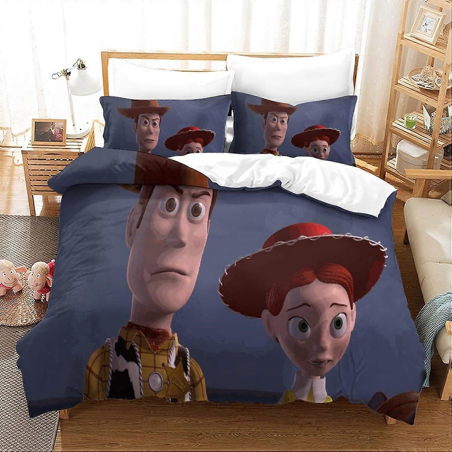Bedding Single Bed Set Toy Story Printed Single Size Bedding Sets Super Soft Microfiber Duvet Covers with Zipper with Pillowcases Hypoallergenic 140x2