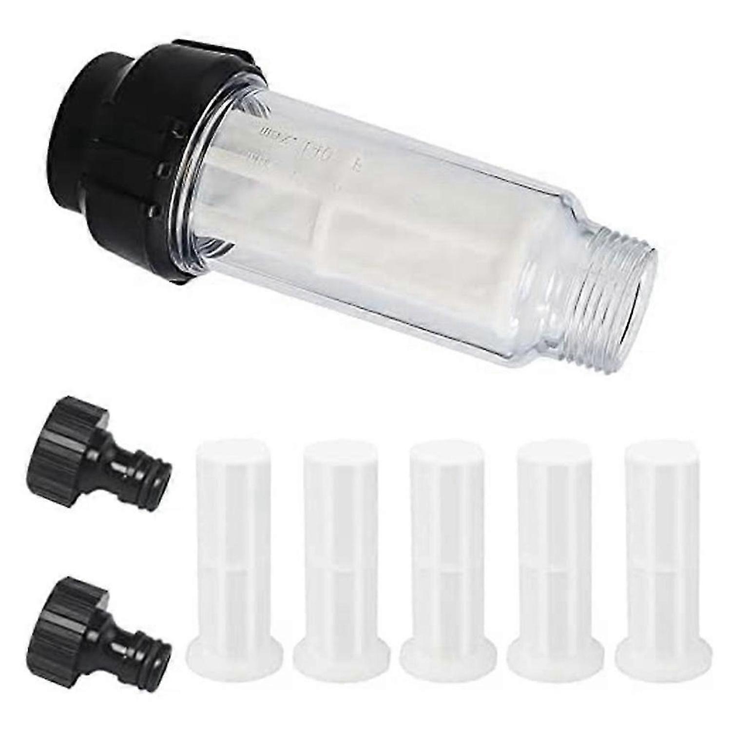 Water Filter Garden Hose, 3/4 Inch Water Pre-Filter Water Filter Set with 5 Filter Inserts + 2 Quick