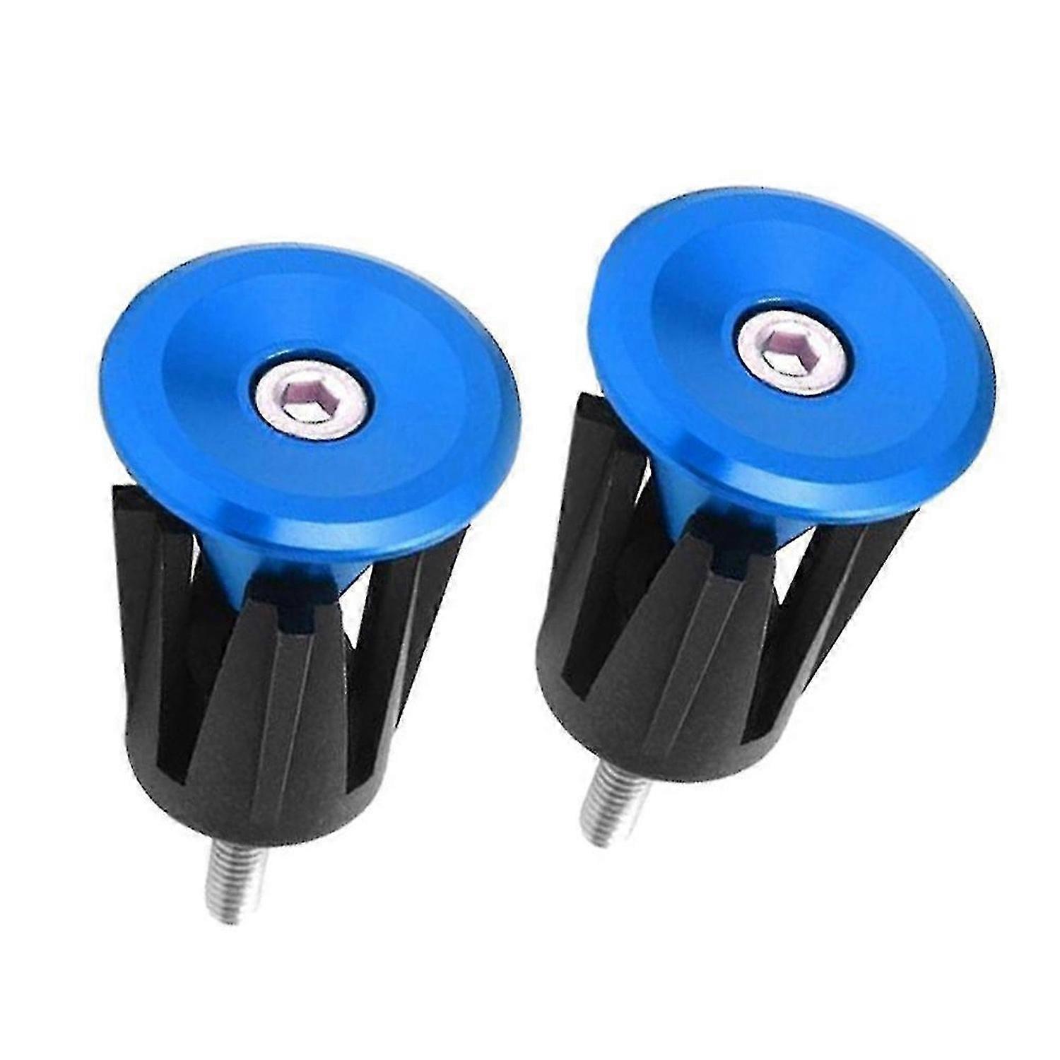 Blå 2st/set aluminiumlegering cykelgrepp Ändplugglock