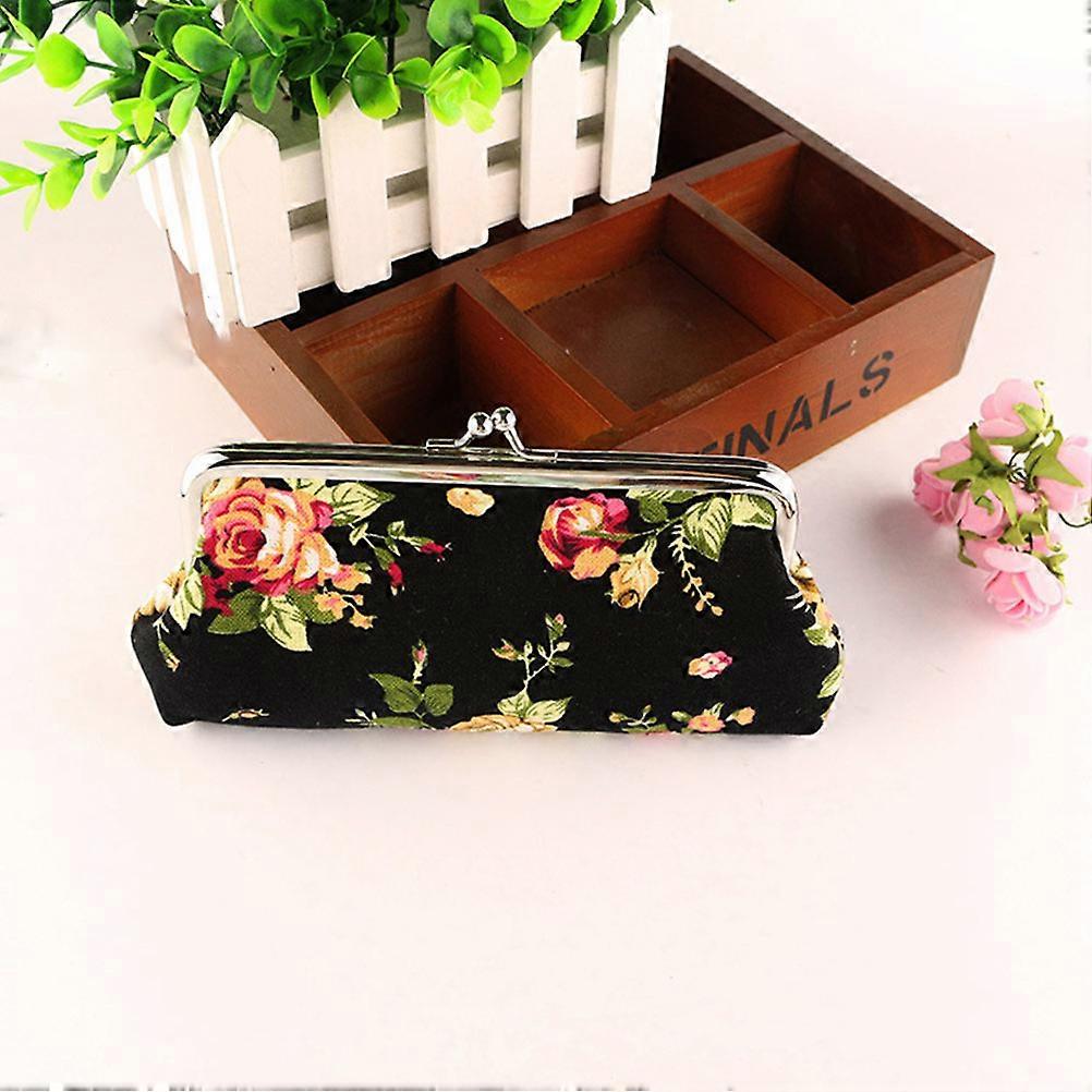 Black Canvas Long Coin Pouch Wallet for Gift Use 1 Piece