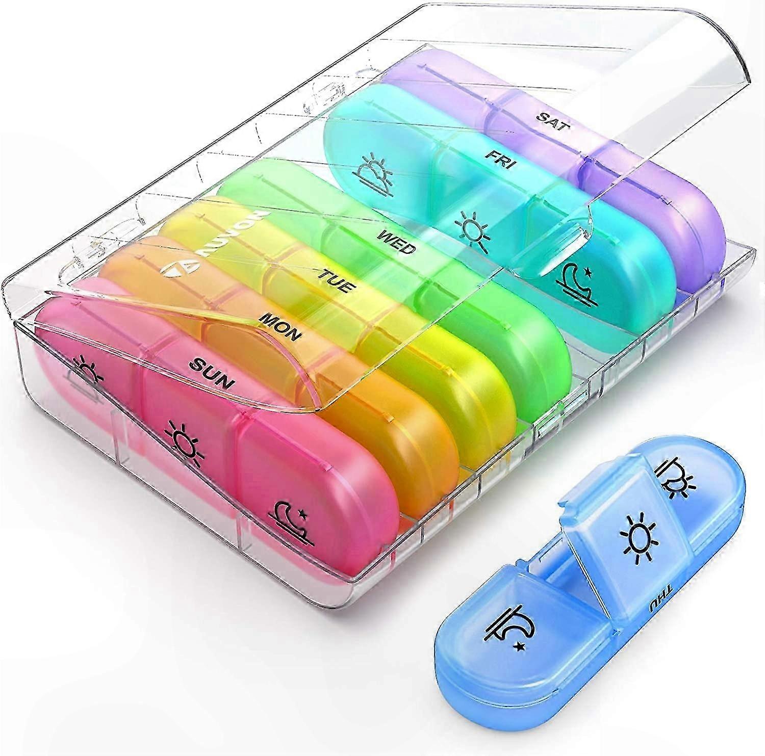 Large Capacity 7-Day Pill Organizer with 3 Daily Compartments for Medication Management and Storage Solution