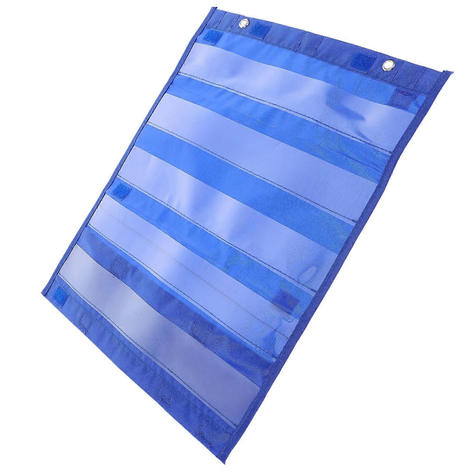 Classroom Magnetic Pocket Chart for Card Storage 4Pcs Blue Cloth
