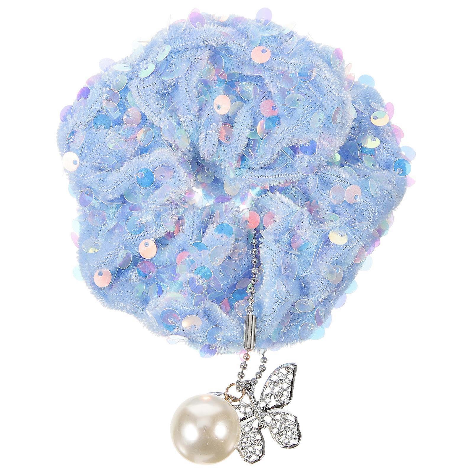 Elastic Sequin Hair Scrunchie Blue for Decoration 5Pcs Ponytail Holders