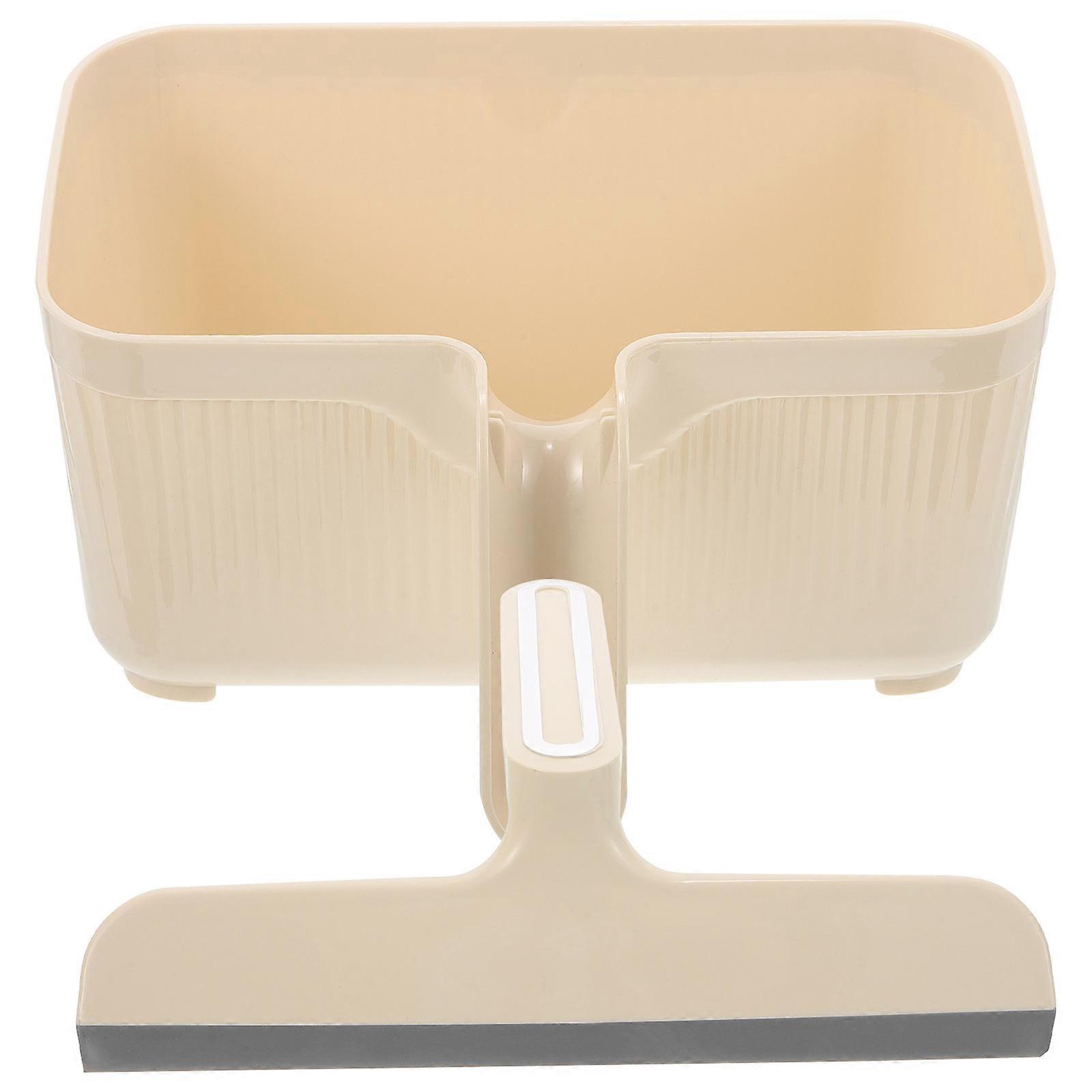 Kitchen Trash Bin Desktop Wastebasket for Car Use 2Sets Beige Plastic Garbage Can