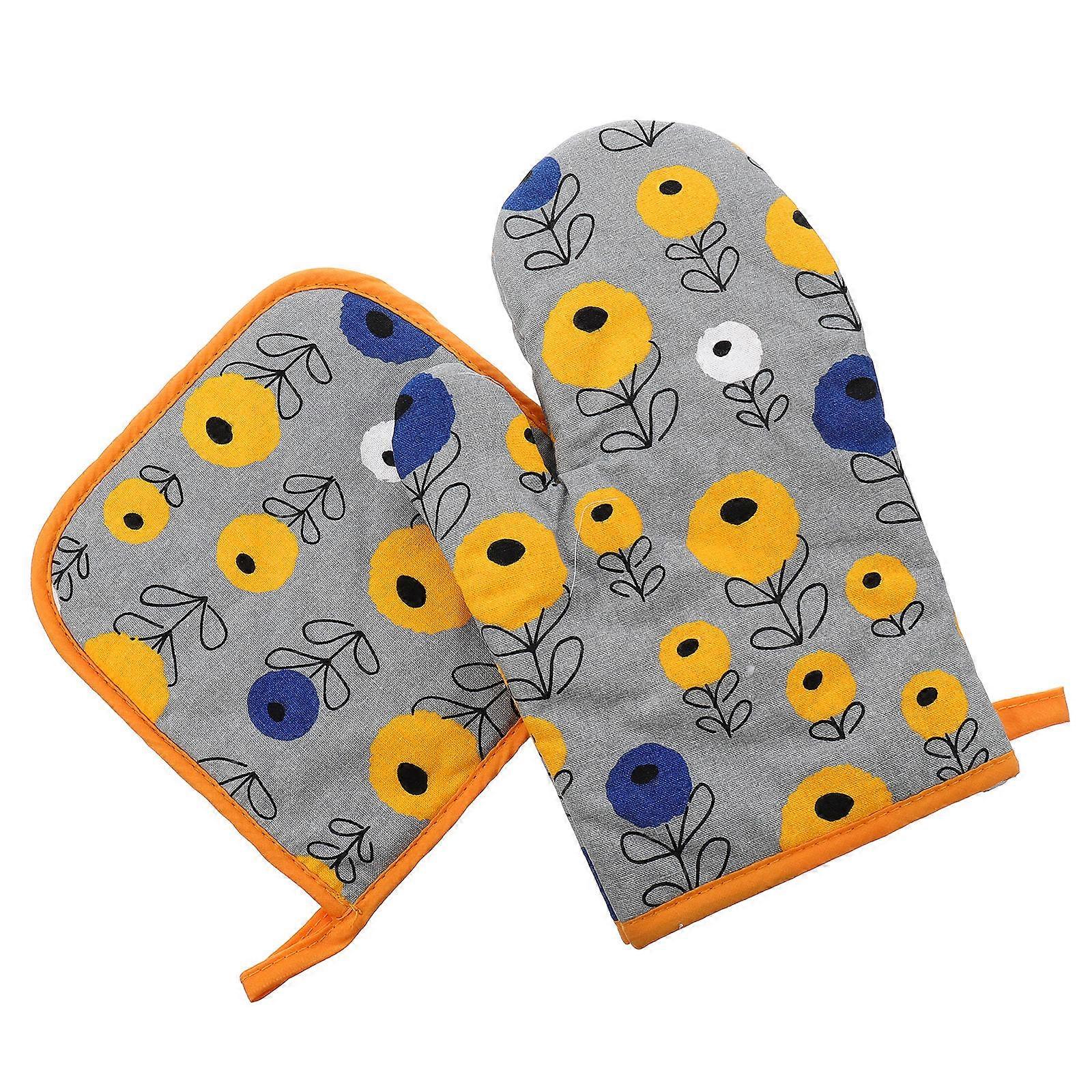 Easy to Clean Kitchen Tools Non-slip Heat Resistant Gloves Multi Color 27x16 Cm 1 Set