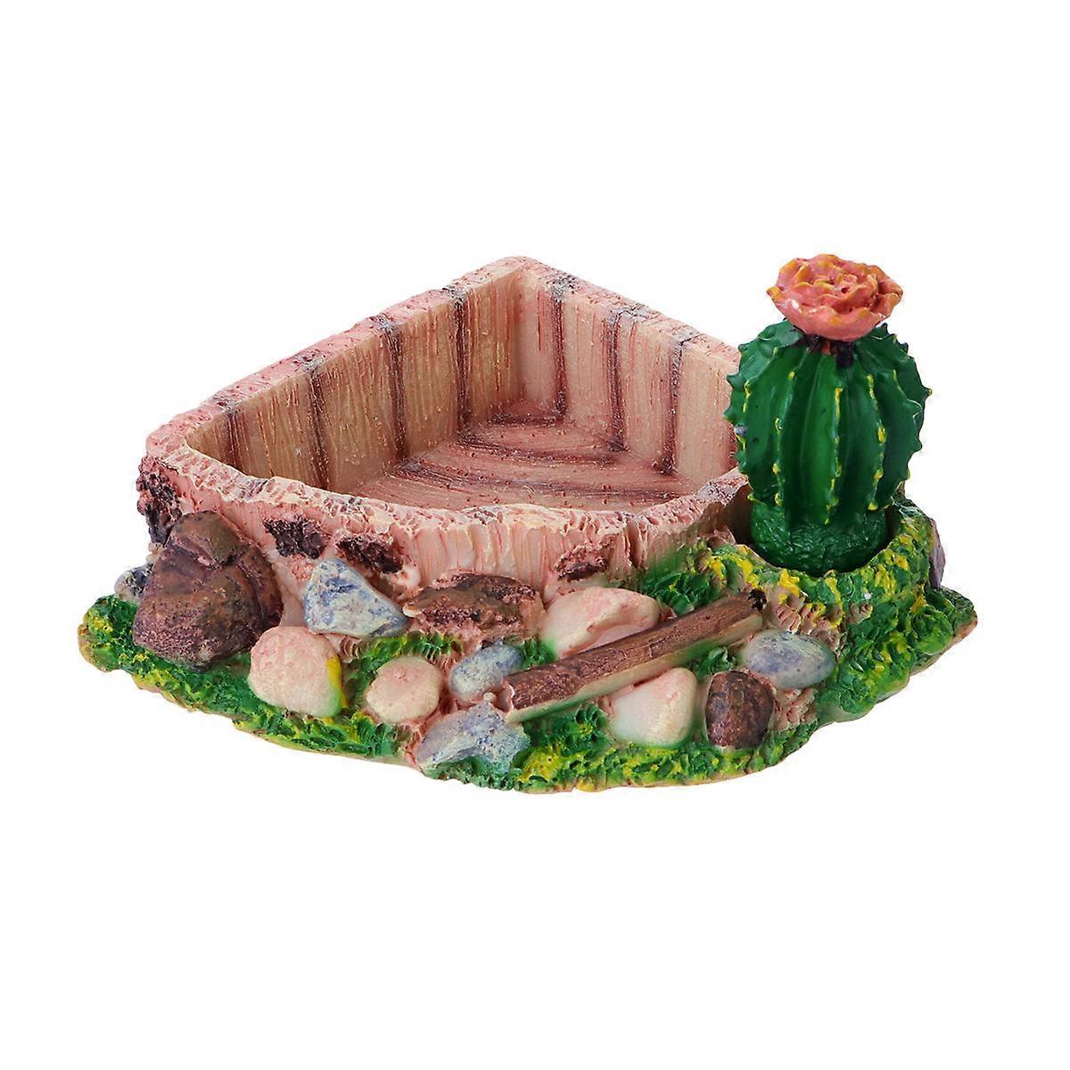 Drinking Dish Cactus Design Pet Food Bowl for Reptile Use 2Pcs