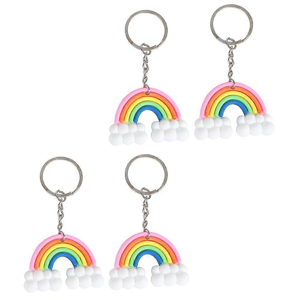 4Pcs Rainbow Key Chain Pendant for Bag Hanging Decoration Creative Style