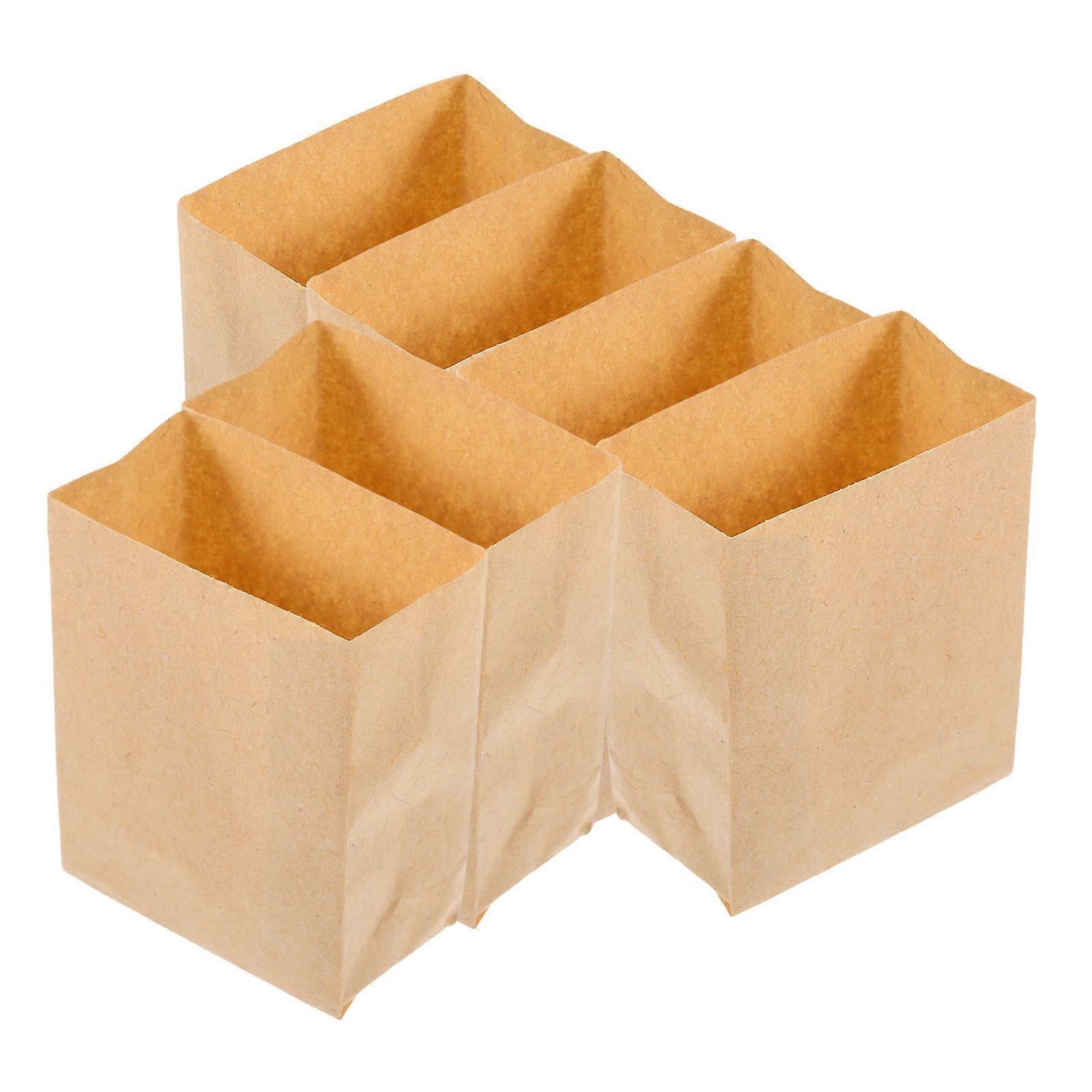 Mini Paper Bag Model 6Pcs Decorative Ornaments For Mini House Kitchen In Khaki Color With Rectangular Shape