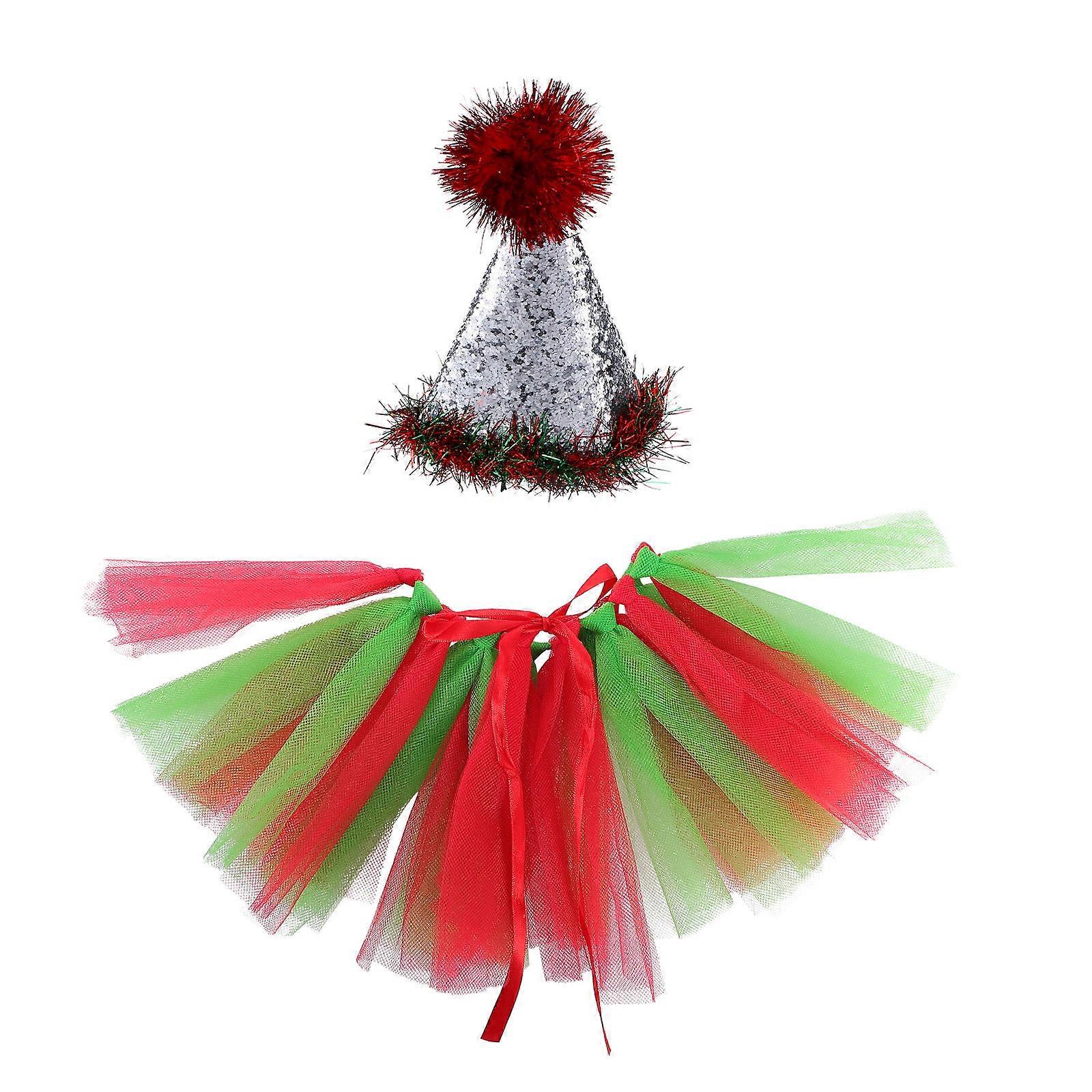 Pet Christmas Hat Accessory for Party with 4Pcs Decoration