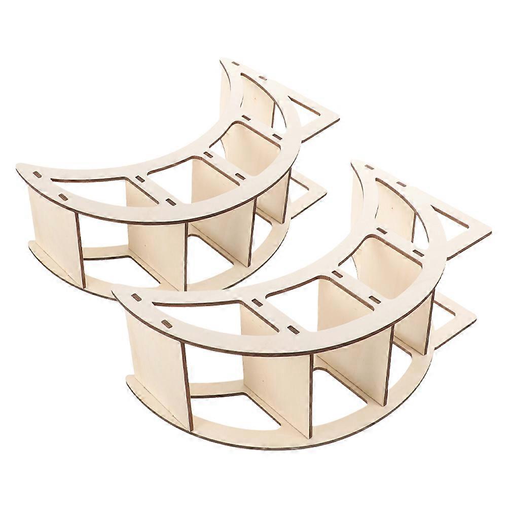 Wooden Craft Moon Shelf for Display 10Pcs Tabletop Storage Rack