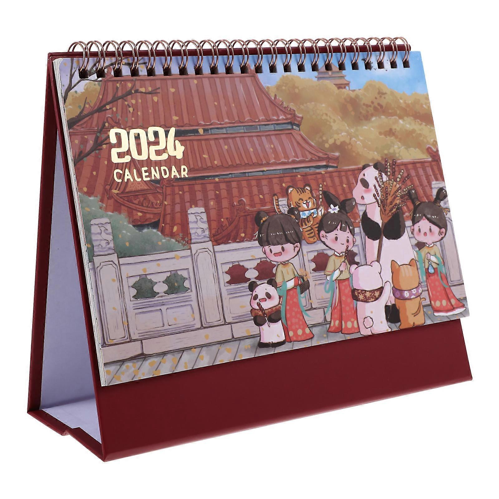 Folding 2024 Calendar Decorative Desk Calendar for Office Use 3Pcs