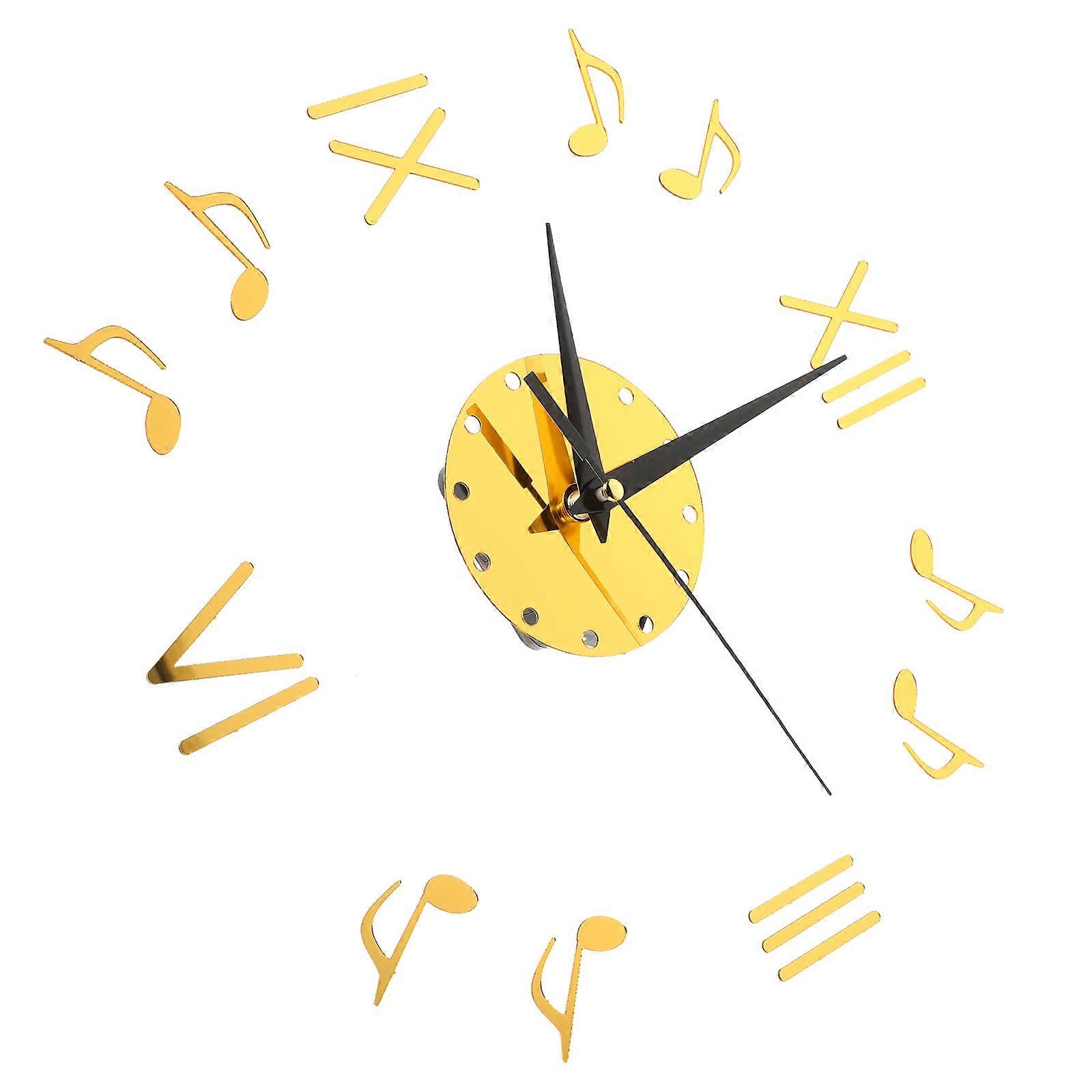 DIY Acrylic Wall Clock Silent Mirror Style 3D Musical Note 5Pcs
