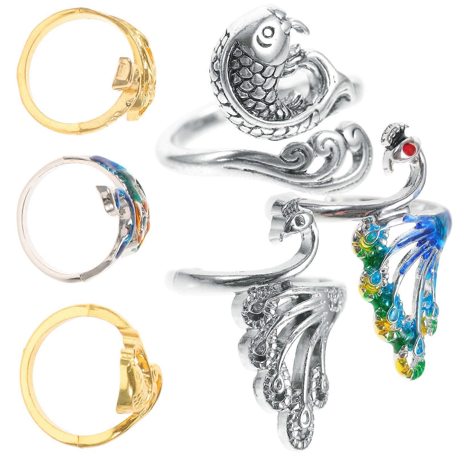 Adjustable Knitting Loop Ring Crochet Ring Vintage Style 12Pcs