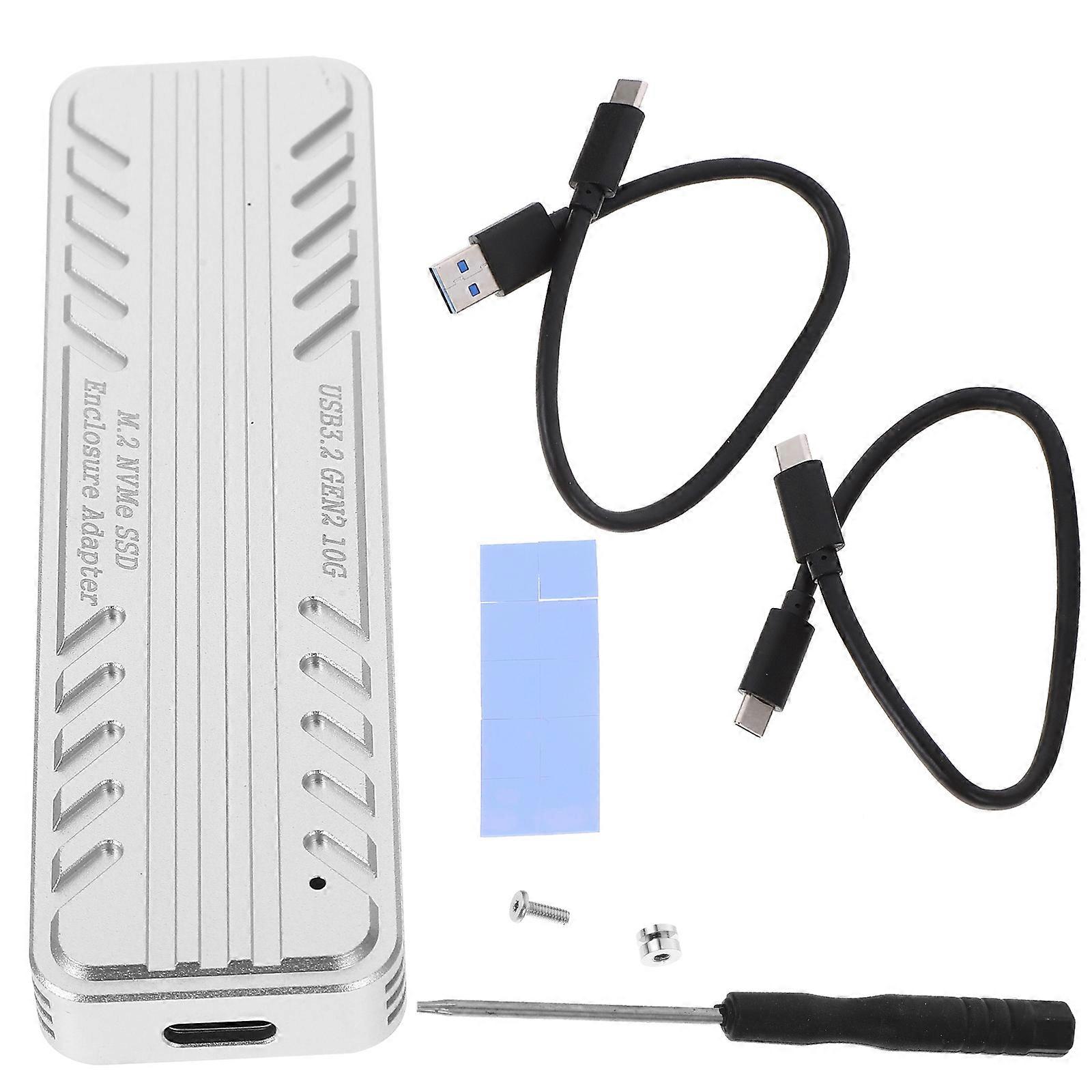 Usb C Nvme Enclosure M 2 Ssd Enclosure Silver 10 3X2 8Cm High Speed Transmission 1Pcs