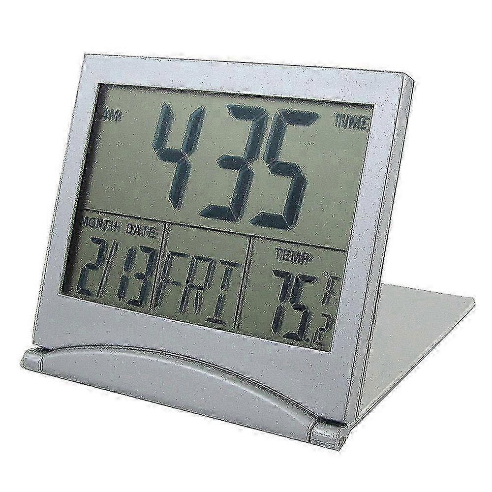 2025 SODIAL(R) Foldable Battery Supply Desktop Calendar Temperature Digital Alarm Clock