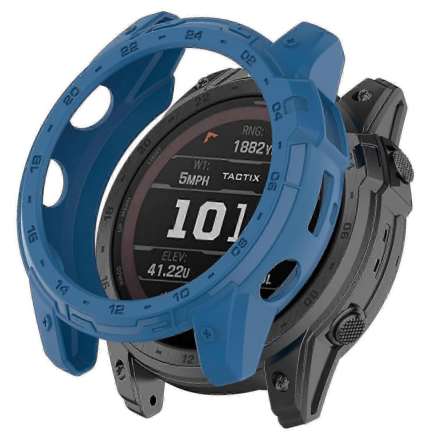 For Garmin Tactix 7 AMOLED TPU Bumper Case Protective Watch Cover Frame with Dial Plate