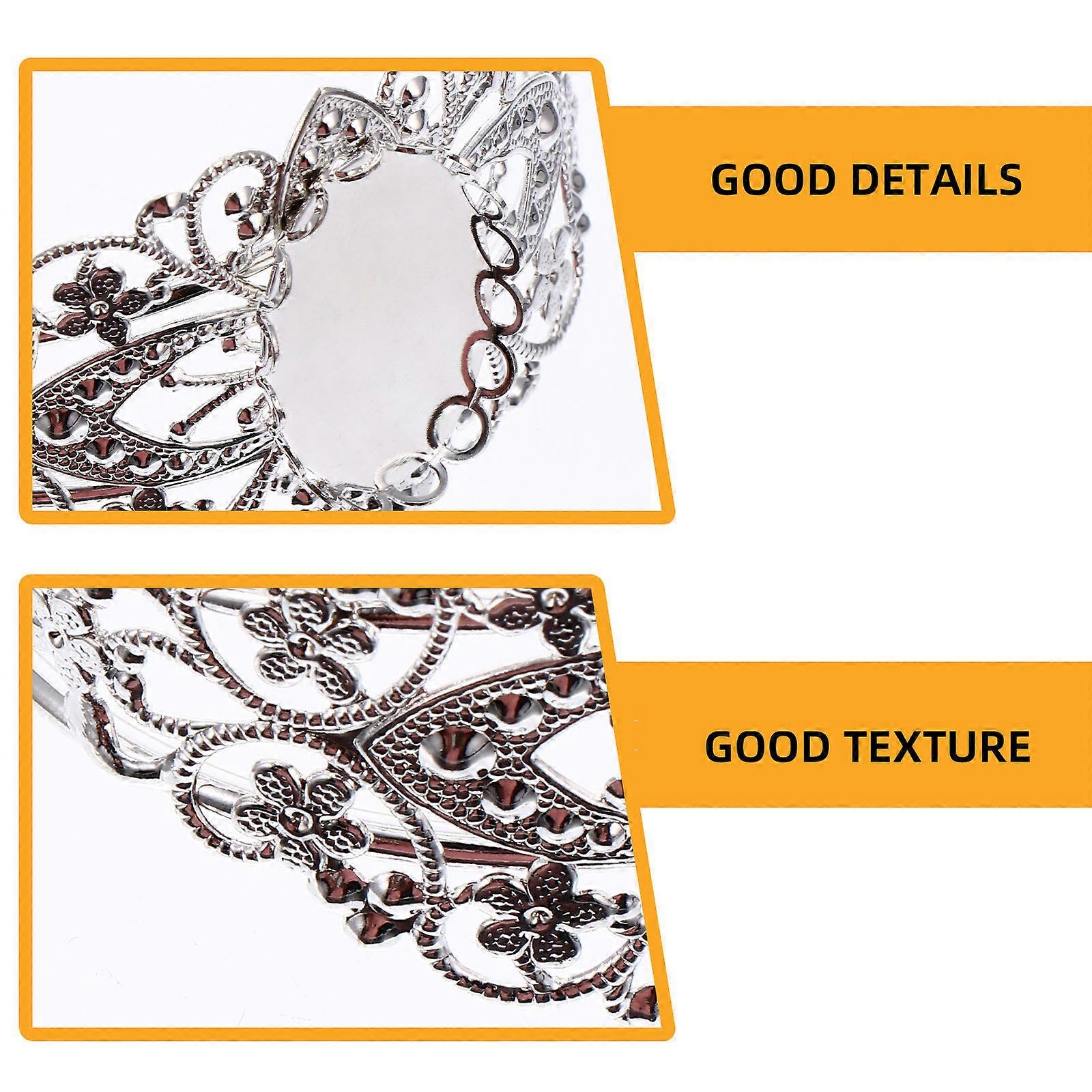 Silver Oval Gemstone Bezel Tray Bracelet for Crafting Includes 5Pcs Blank Bangles