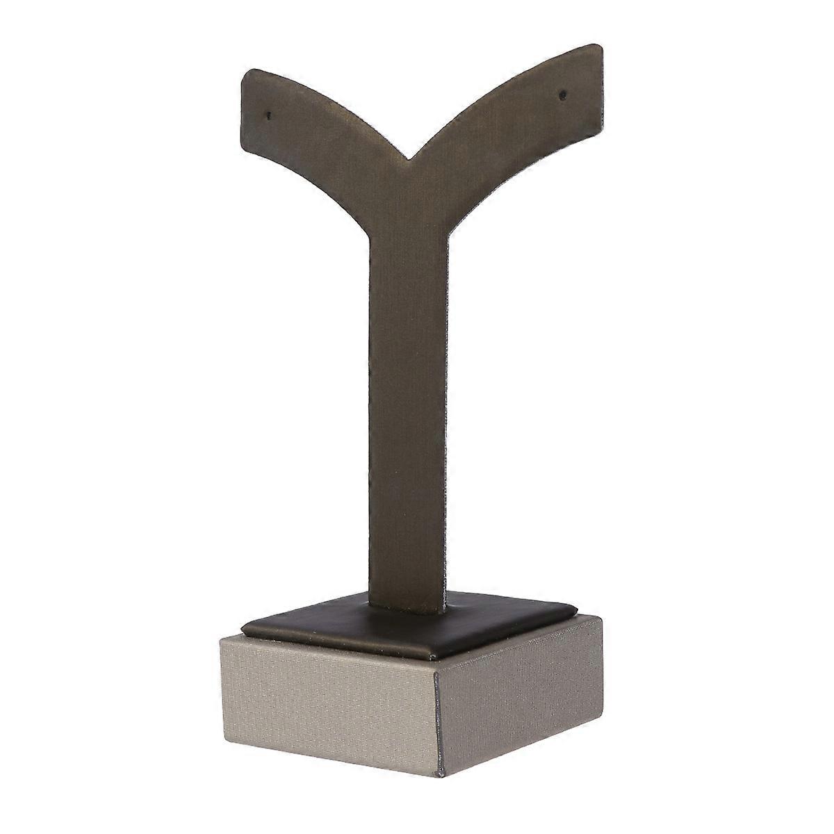 3Pcs Dark Brown PU Jewelry Storage Rack for Desktop Display