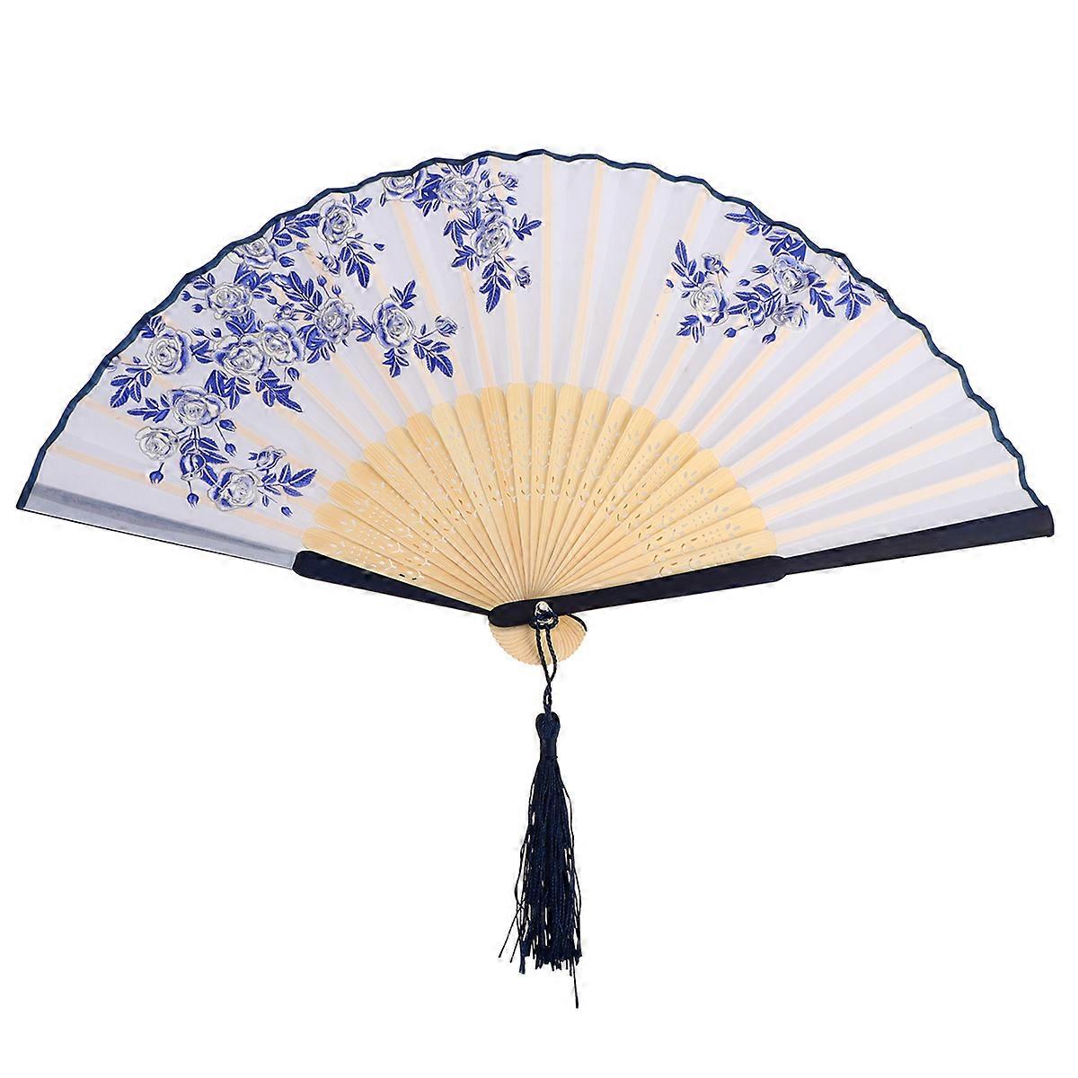 Classic Folding Fan for Decoration 3Pcs Blue Unique Foldable Fan Small Present