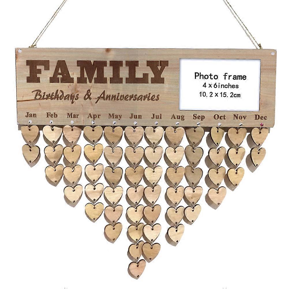 Wooden Hanging Calendar for Birthday Reminder with 2Pcs Message Boards