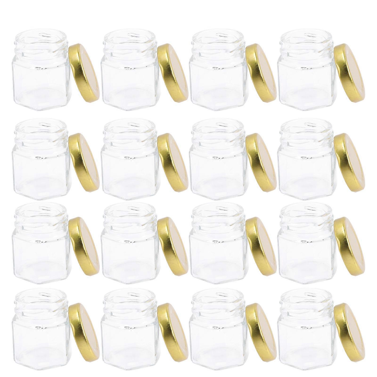 40 Pcs Small Hexagon Glass Jars With Lid For Baby Food Storage And Spice Containment 45ml Capacity Leak Proof