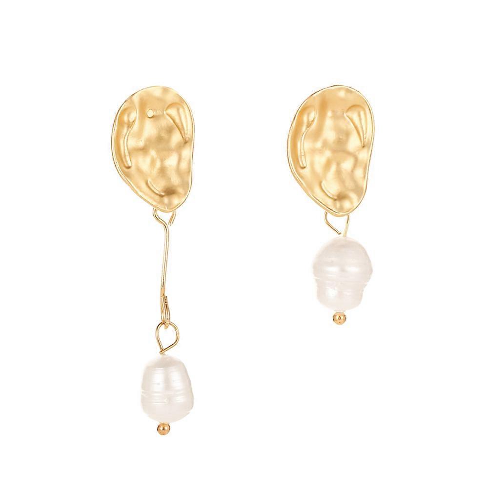 Pearl Earring Decor Irregular Design Lightweight Alloy Long Eardrop
