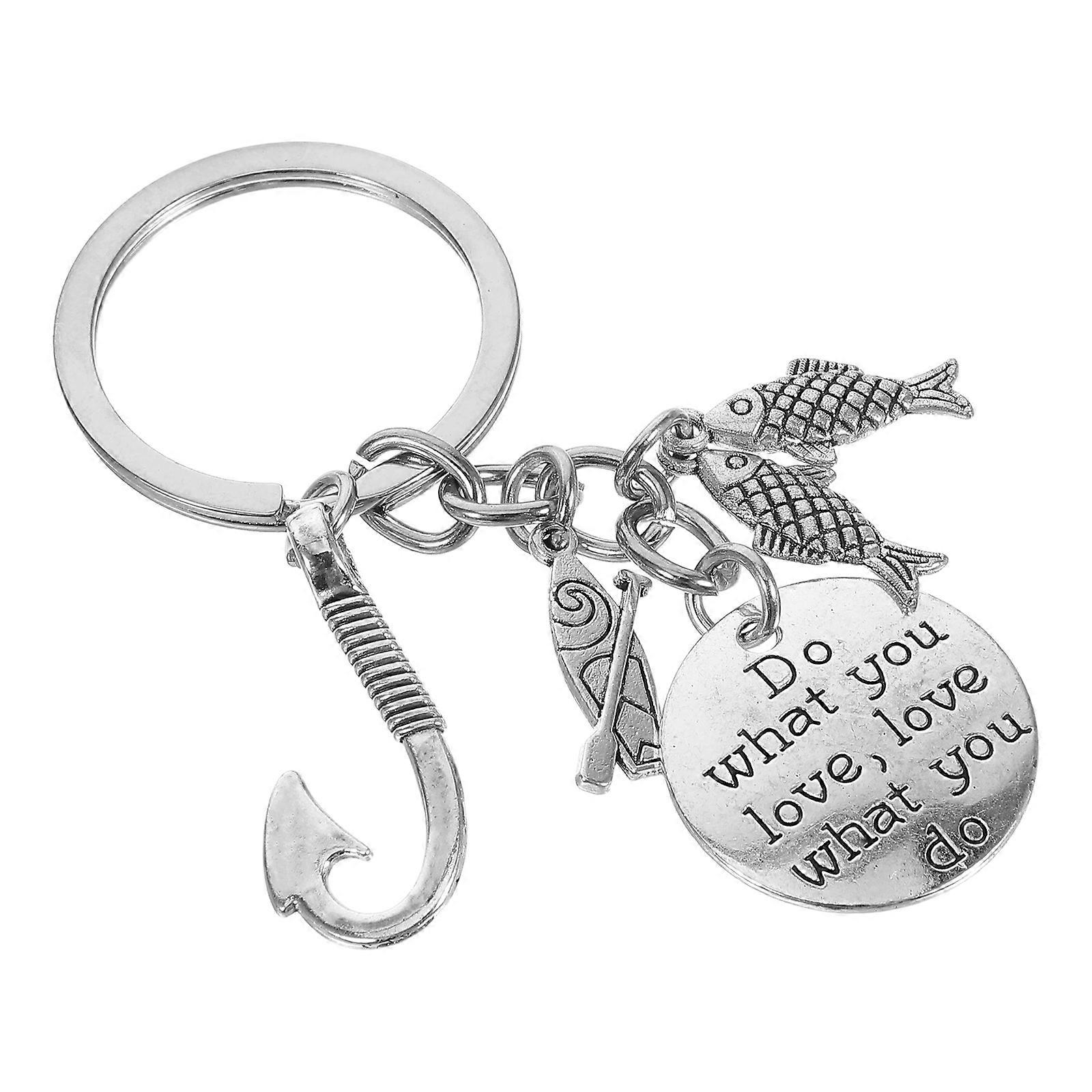 Fishing Hook Keychain Unique Shape for Key Use 2Pcs Zinc Alloy Accessory