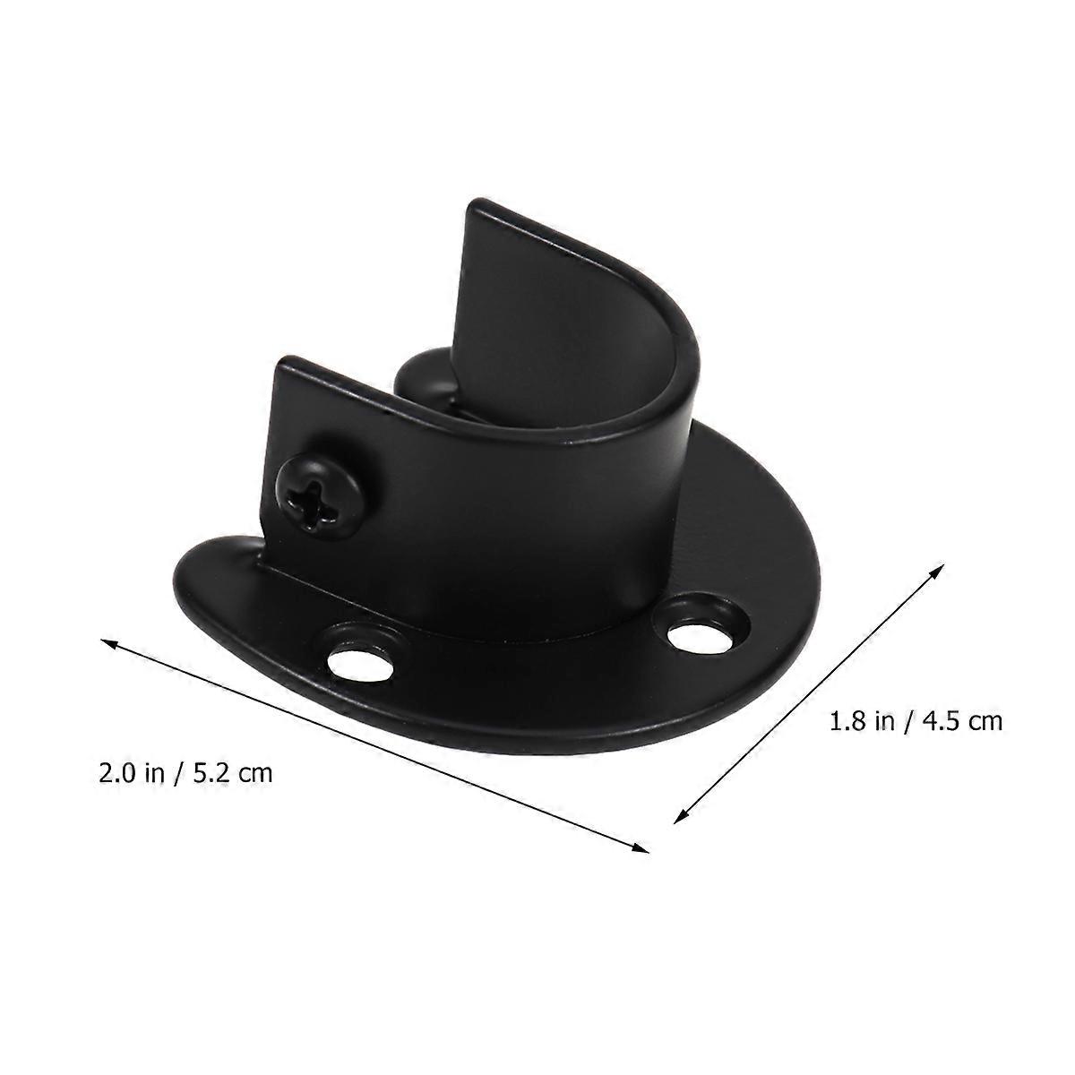 Stainless Steel Closet Pole Socket for Curtain Brackets 2Pcs Black