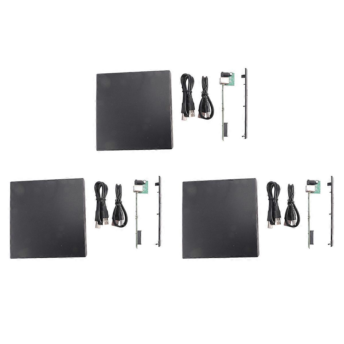 3 Set 12.7mm External DVD Enclosure USB 2.0 External DVD/CD-ROM Case for Laptop Desktop PC Optical D
