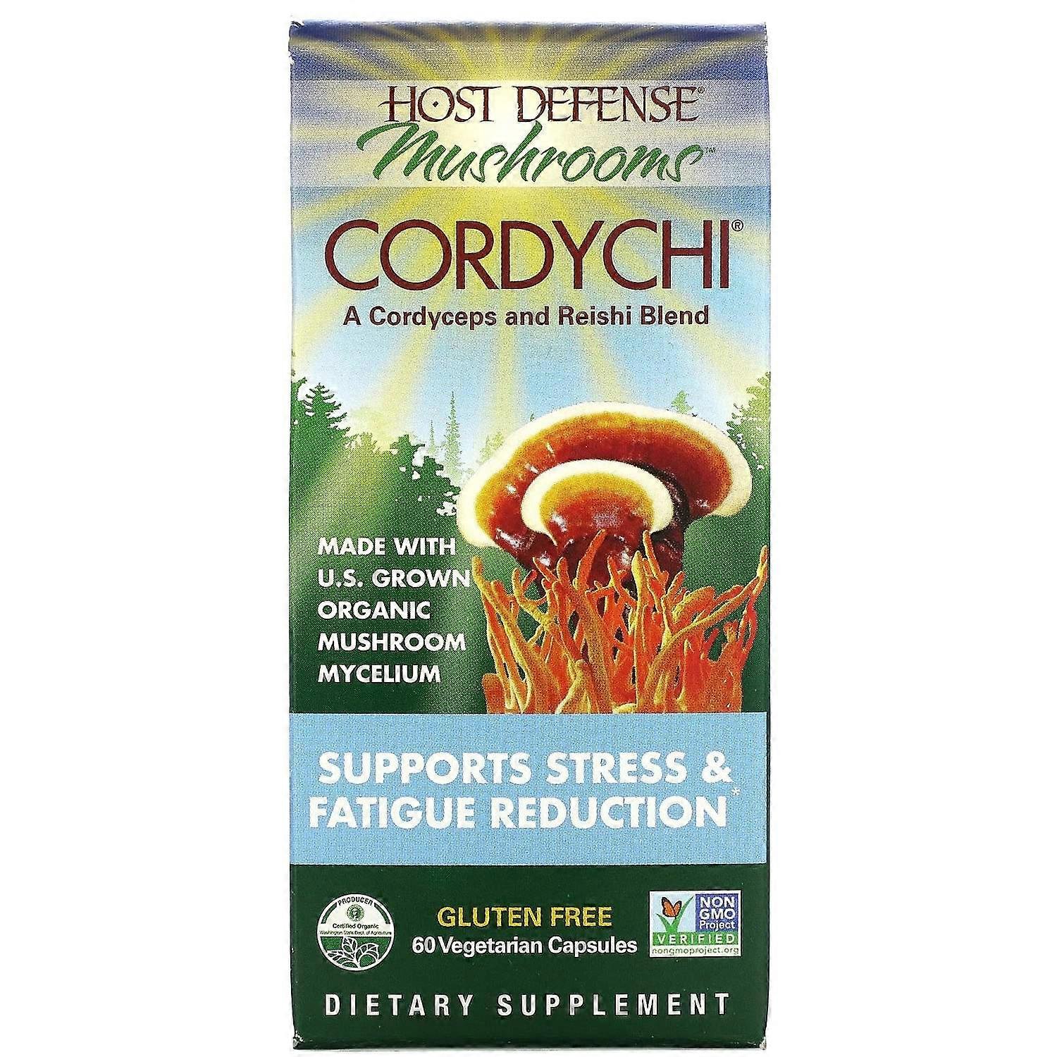 Fungi Perfecti Host Defense, Host Defense Mushrooms, Cordychi, Supports Stress & Fatigue Reduction, 60 Vegetarian Capsules