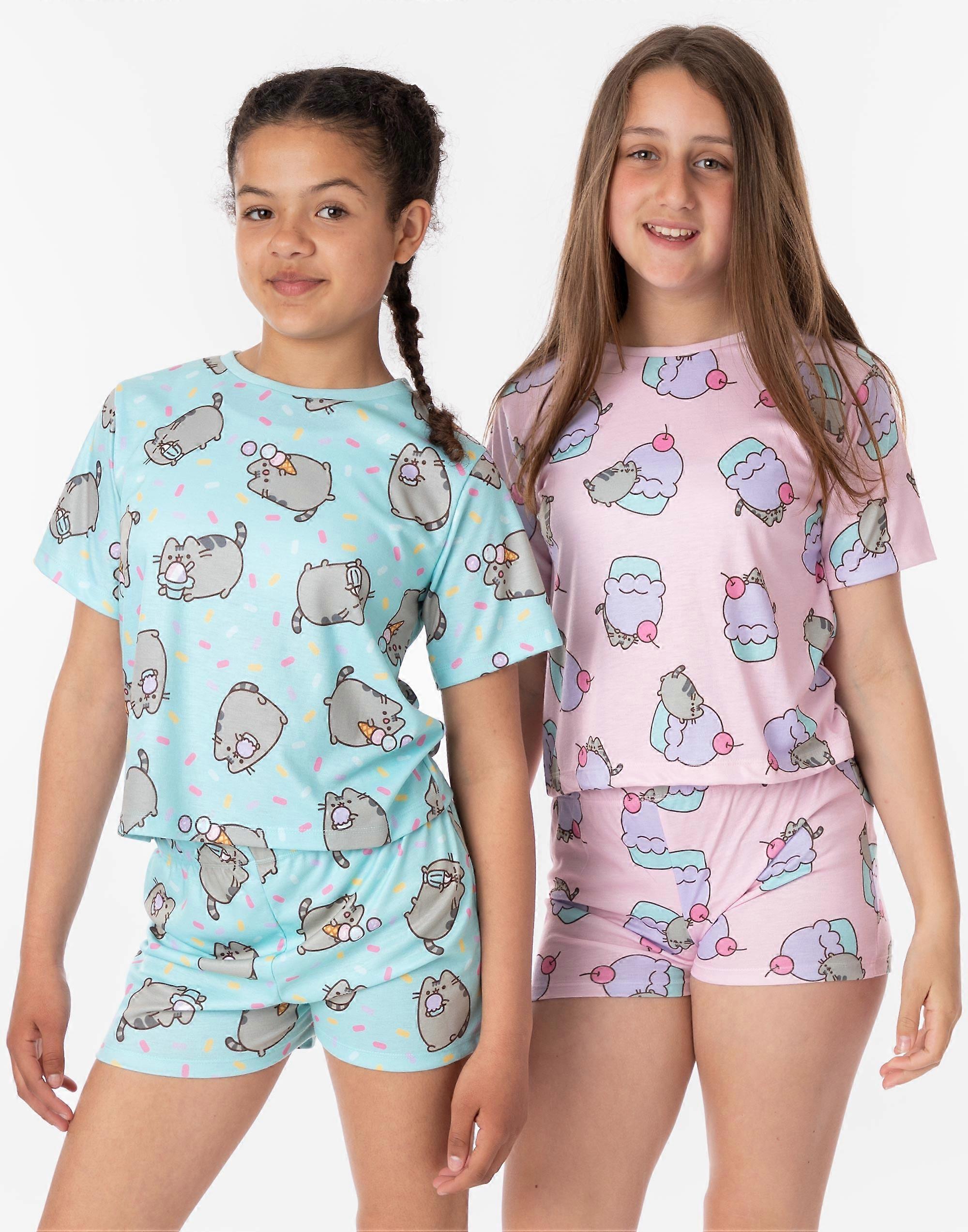 Pusheen Meisjes Korte Mouwen Korte Pijp Pyjama Set Veelkleurig Karakter All Over