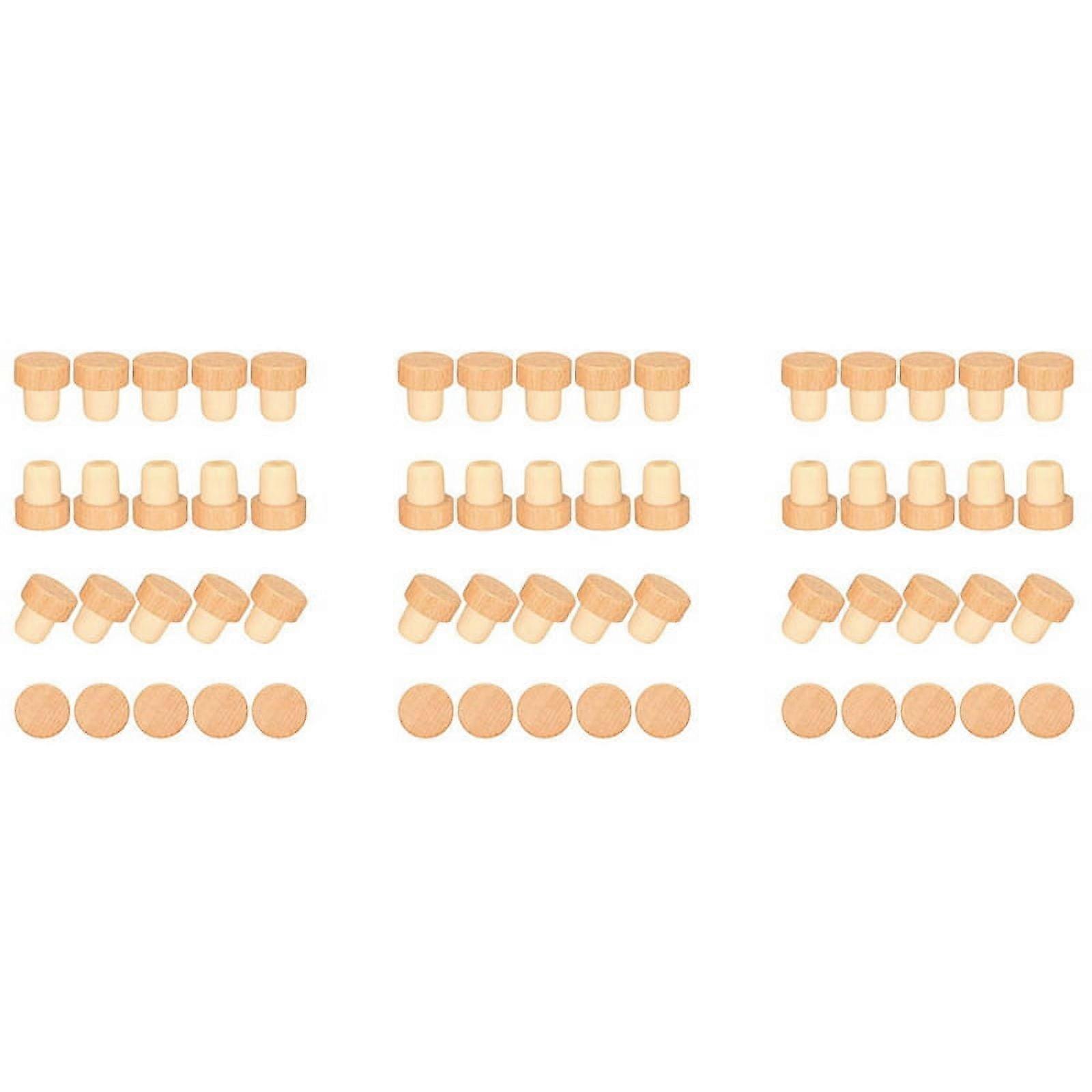 60 Pieces T Shape Wine Corks Tasting Corks T Shape Wine Corks with Beech Top Wooden Wine Bottle Stopper Stoppers Bottle