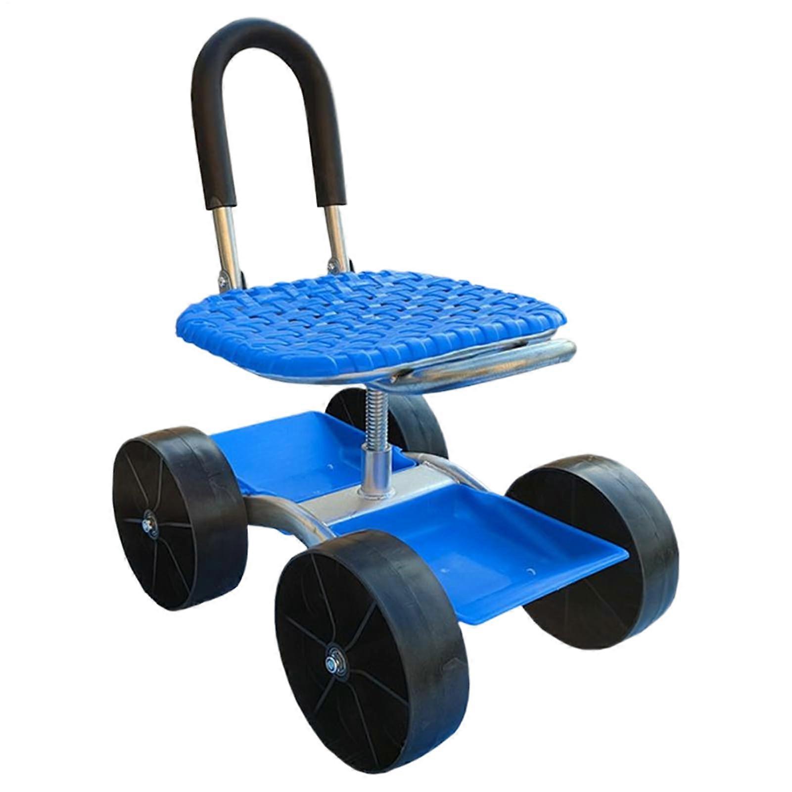 Garden Chair Portable Mobile Work Stool With Storage Tray 360 Degree Rotation Weeding And Planting 60x47x31 cm