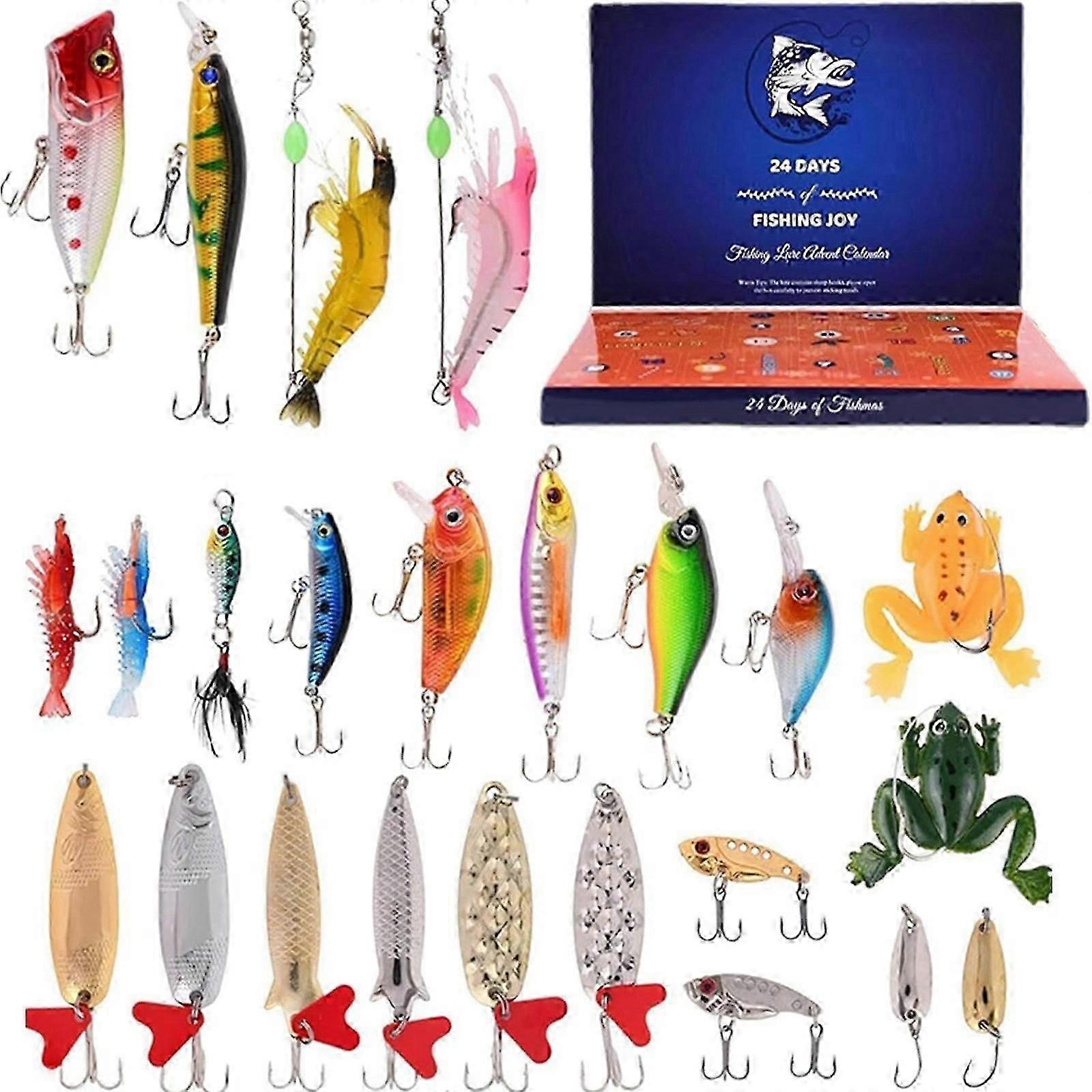 24-piece Creative Fishing Enthusiasts Set Fishing Set Multiple Fish Hooks Advent Calendar Blind Box Halloween Christmas Toys_1