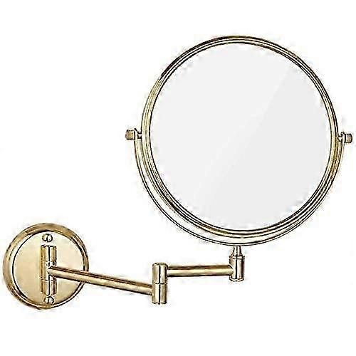 Wall-Mounted Make-Up Mirror 8 Inch Brass Double-Sided Rotating Shaving Mirror Foldable 3X Magnification Rose Gold