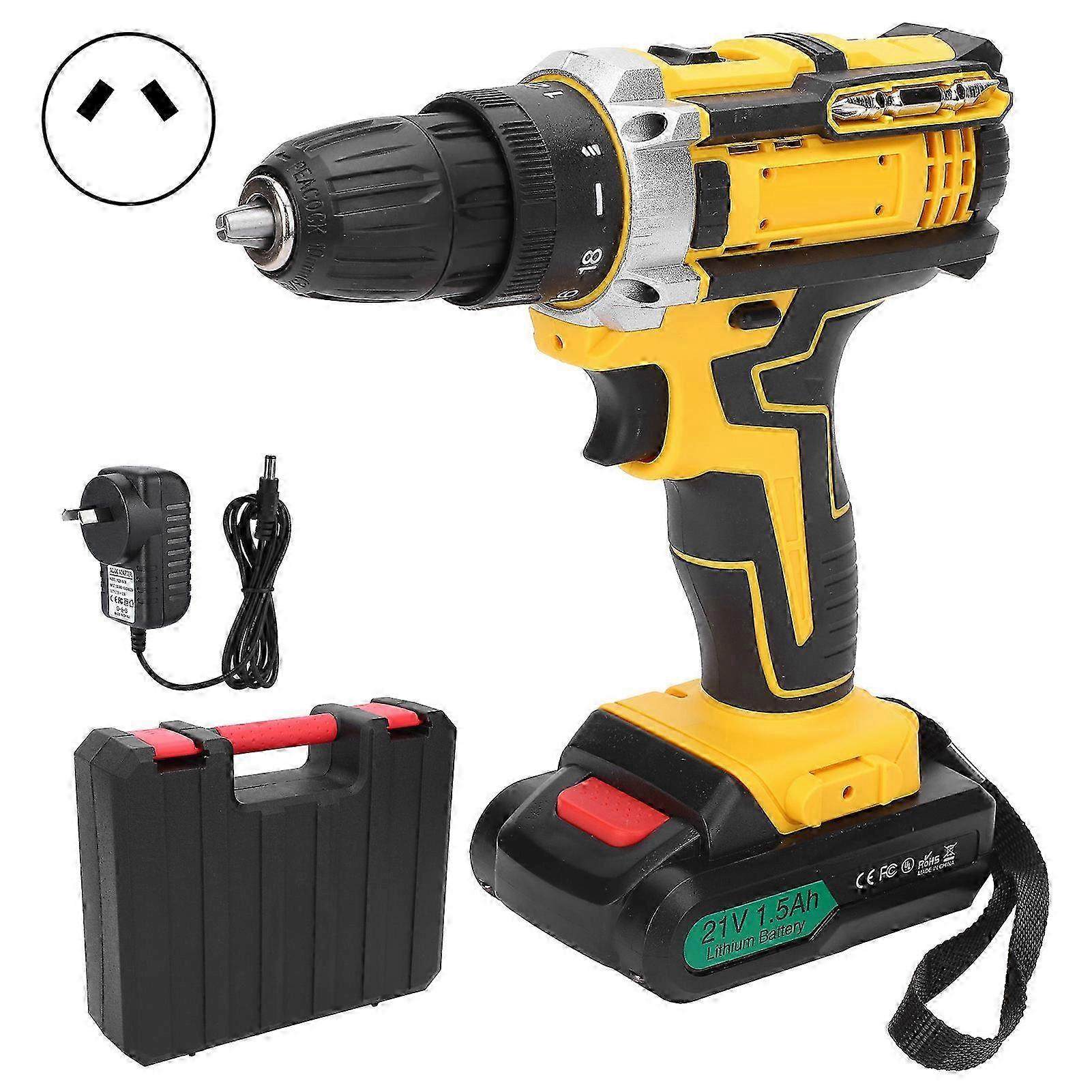25-26 Lithium Electric Drill Rechargeable Cordless Handheld Household Power Screwdriver AC100‑240V,AU Plug