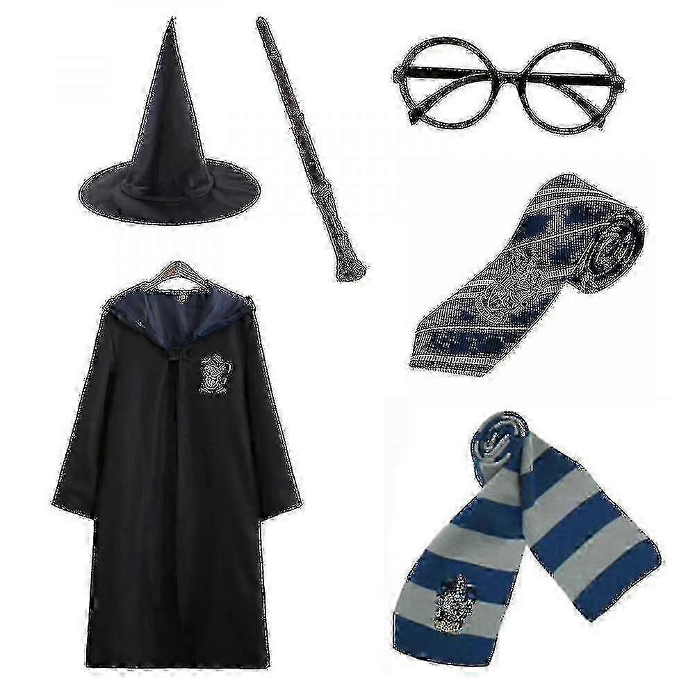 Harry Potter 6pc Set Magic Wizard Fancy Dress Cape Cloak Costume-l Cdsh