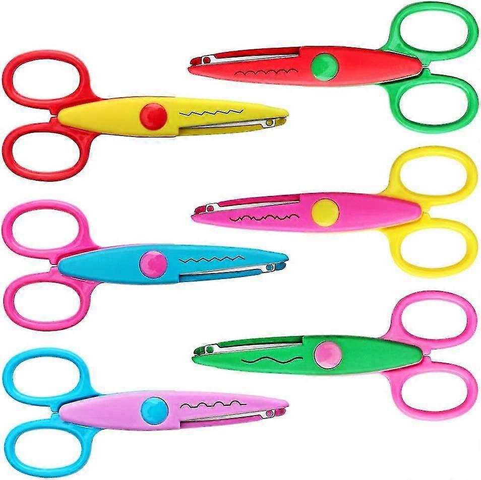 Craft Scissors Decorative Edge, Abs Resin Scrapbook Scissors With 6 Pattern, Safe For Kids, Smoothly Cutting, Set Of 6, Funny&colorful