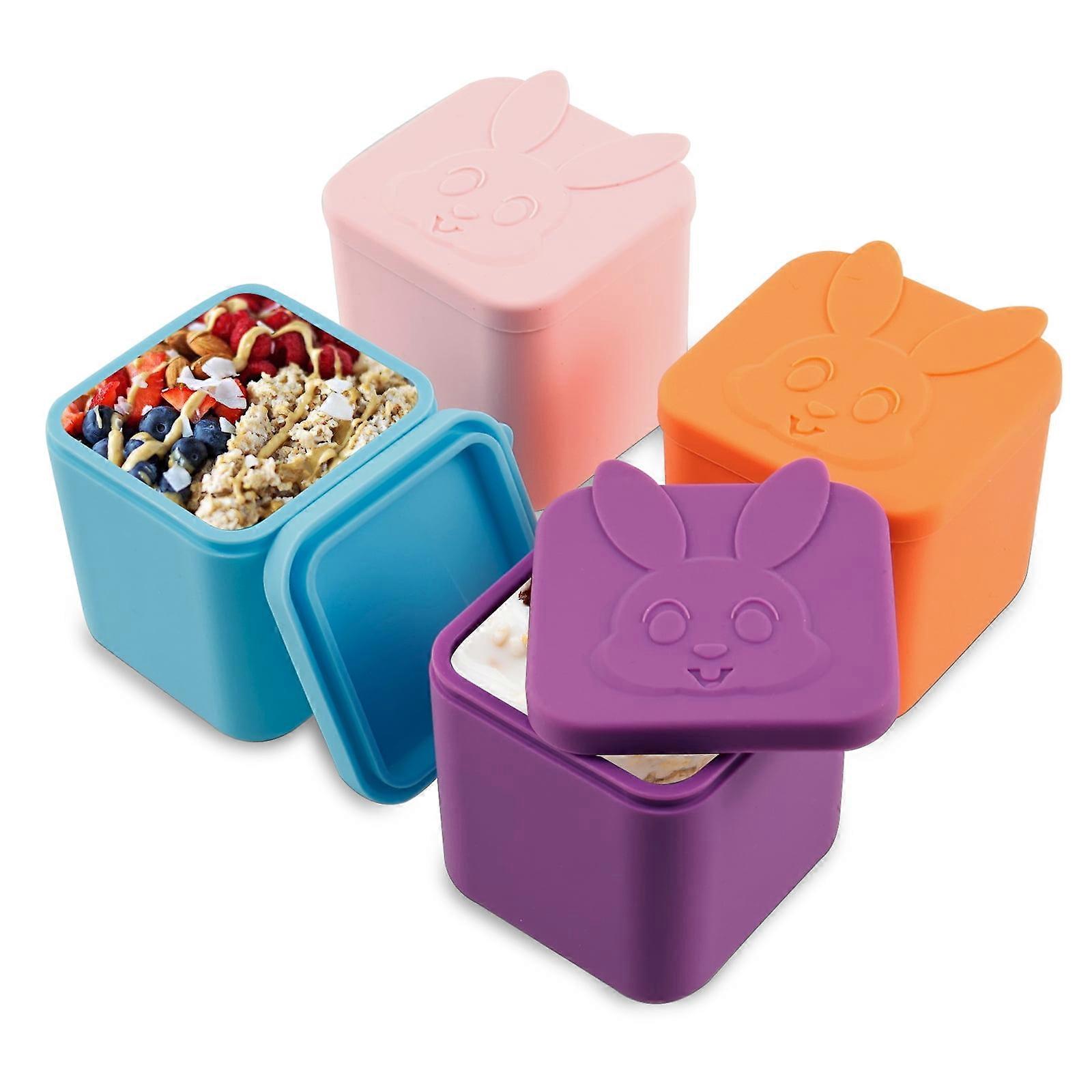 4Pcs 4oz Leakproof Silicone Salad Dressing Containers with Lids, Portable Sauce Cups, 128ml Condiment Containers, 4 Colors for Bento Box