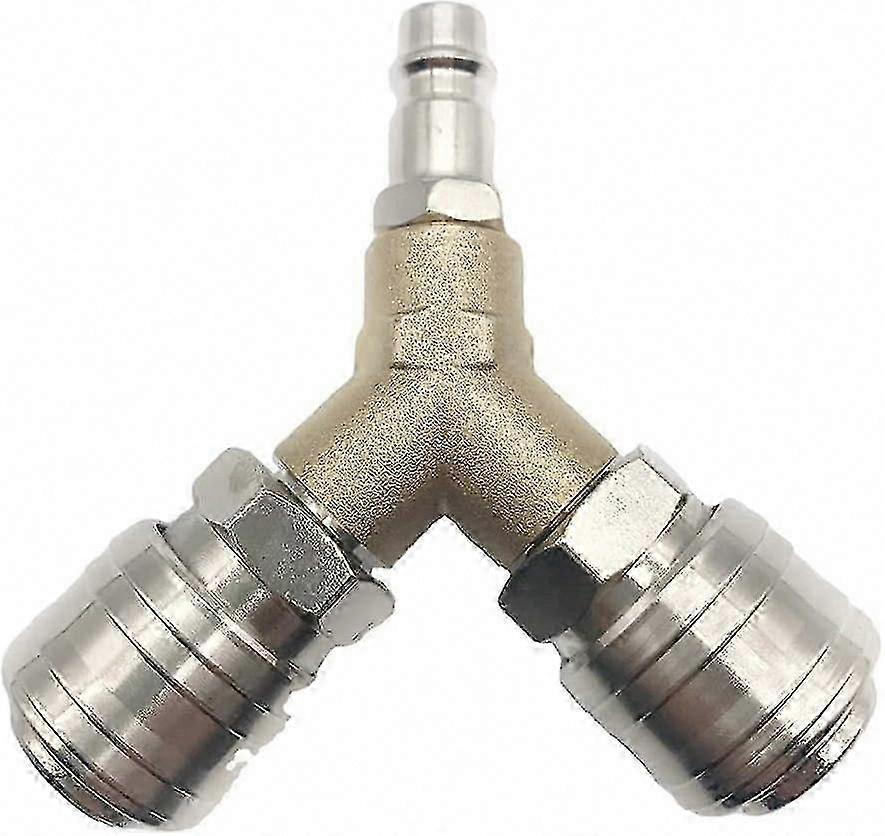 Compressed Air Distributor with 2x 1/4" Threaded Connectors - Brass Rustproof Air Switch & Connector - Fully Assembled SZRH