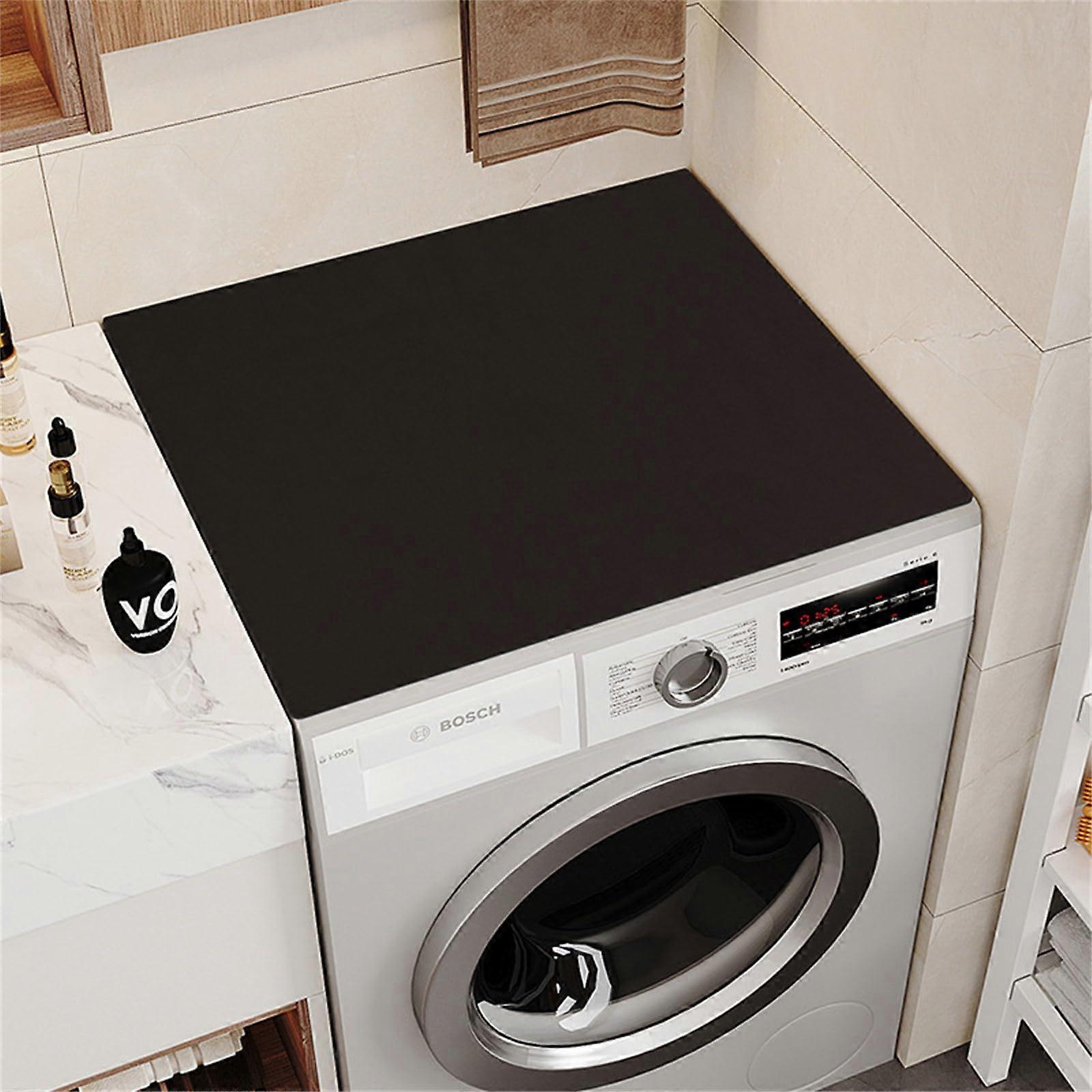 Solid Color Washer  Protector, Absorbent, AntiSlip, QuickDry WasherDryer  Cover Mat, 40x50cm, Black